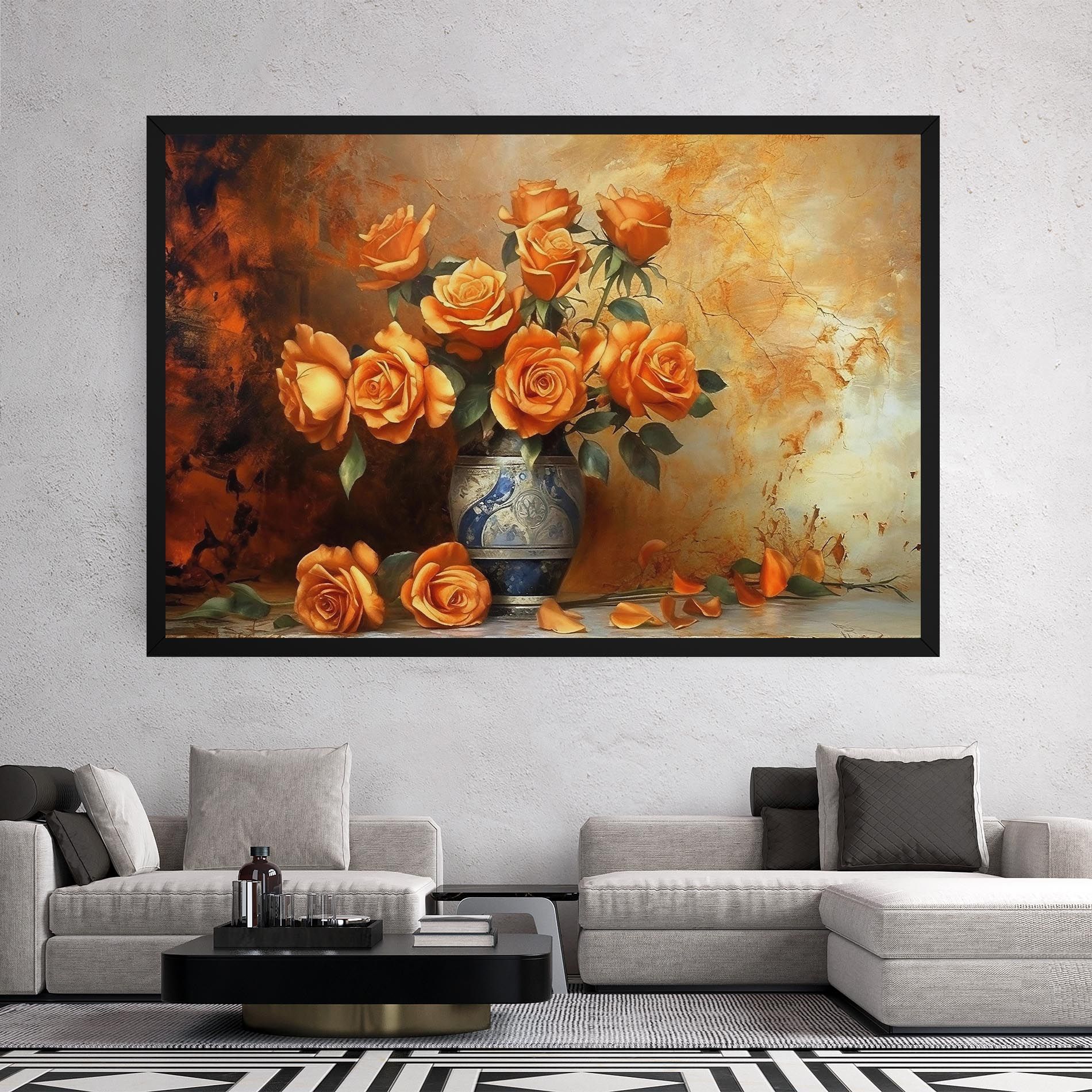 Pretty Orange Rose Vase mockup 2