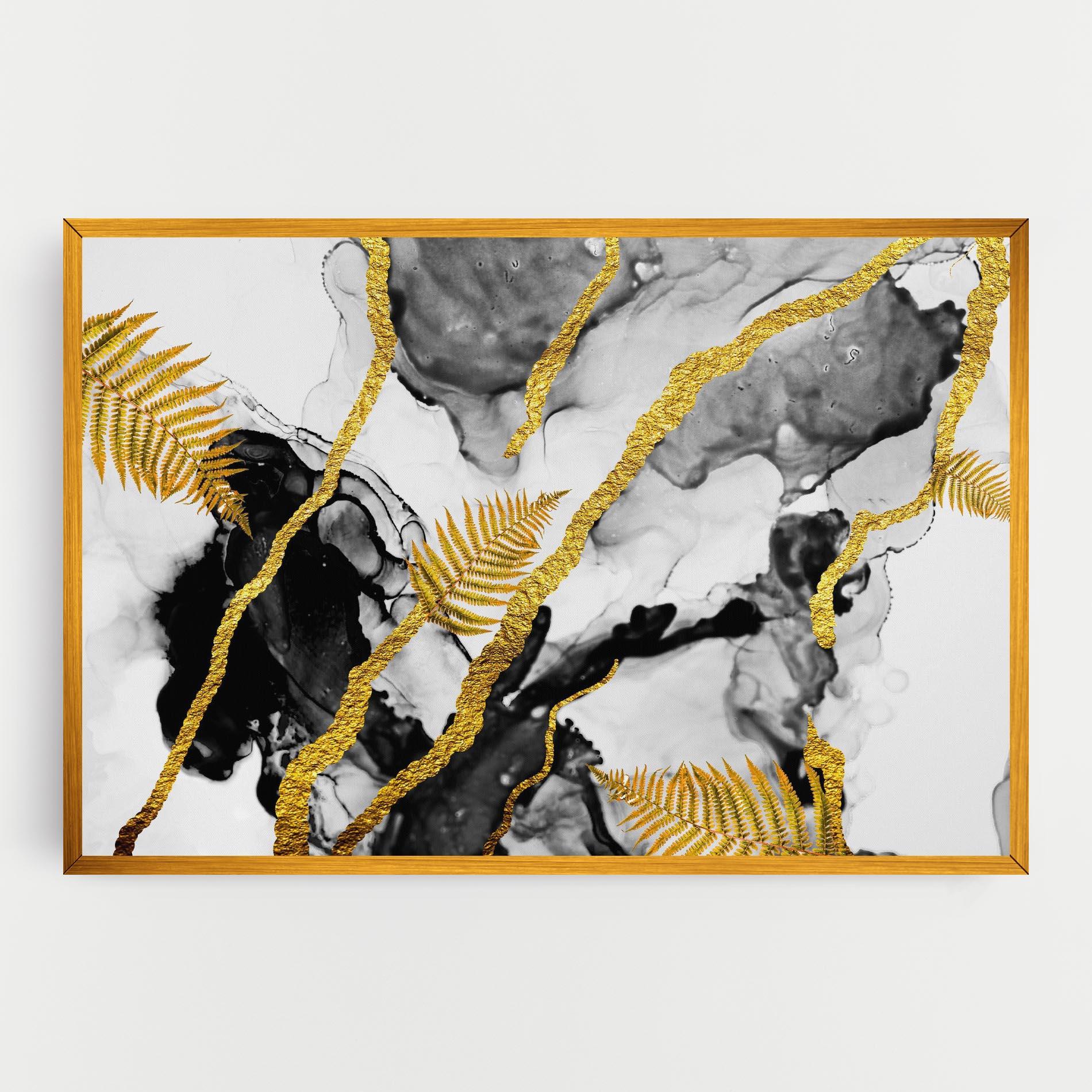 Картина на платно Abstract Golden Leaves mockup 0
