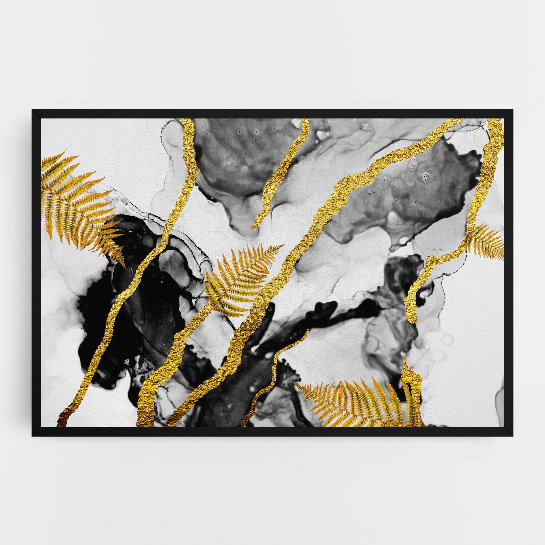 Картина на платно Abstract Golden Leaves mockup 0