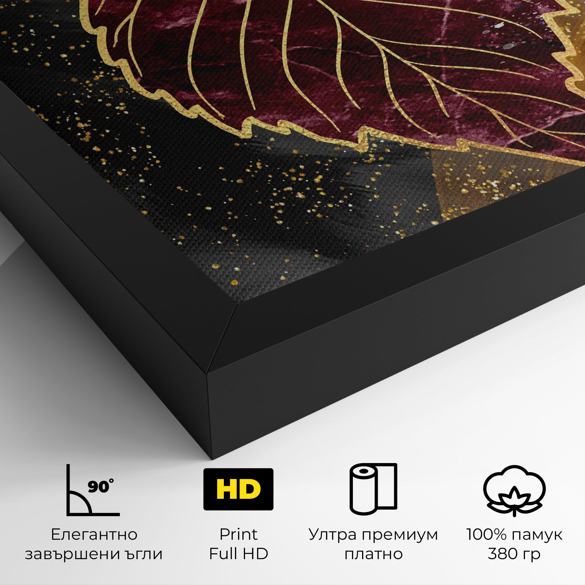 Картина на платно Golden Leaves Red mockup 4