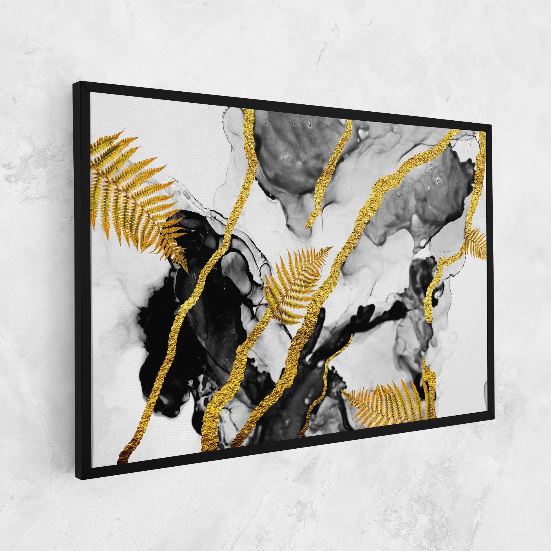 Картина на платно Abstract Golden Leaves mockup 1