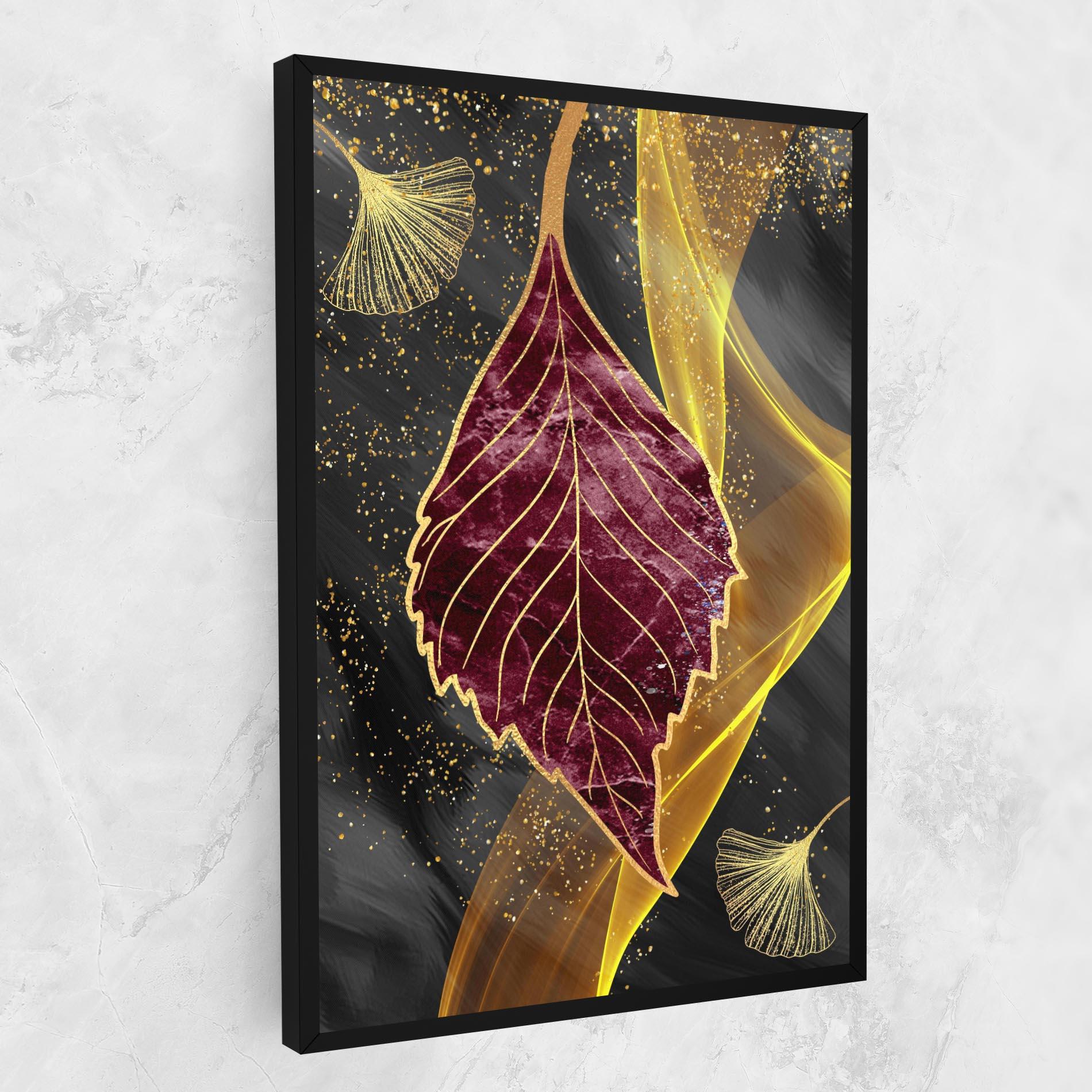 Картина на платно Golden Leaves Red mockup 1