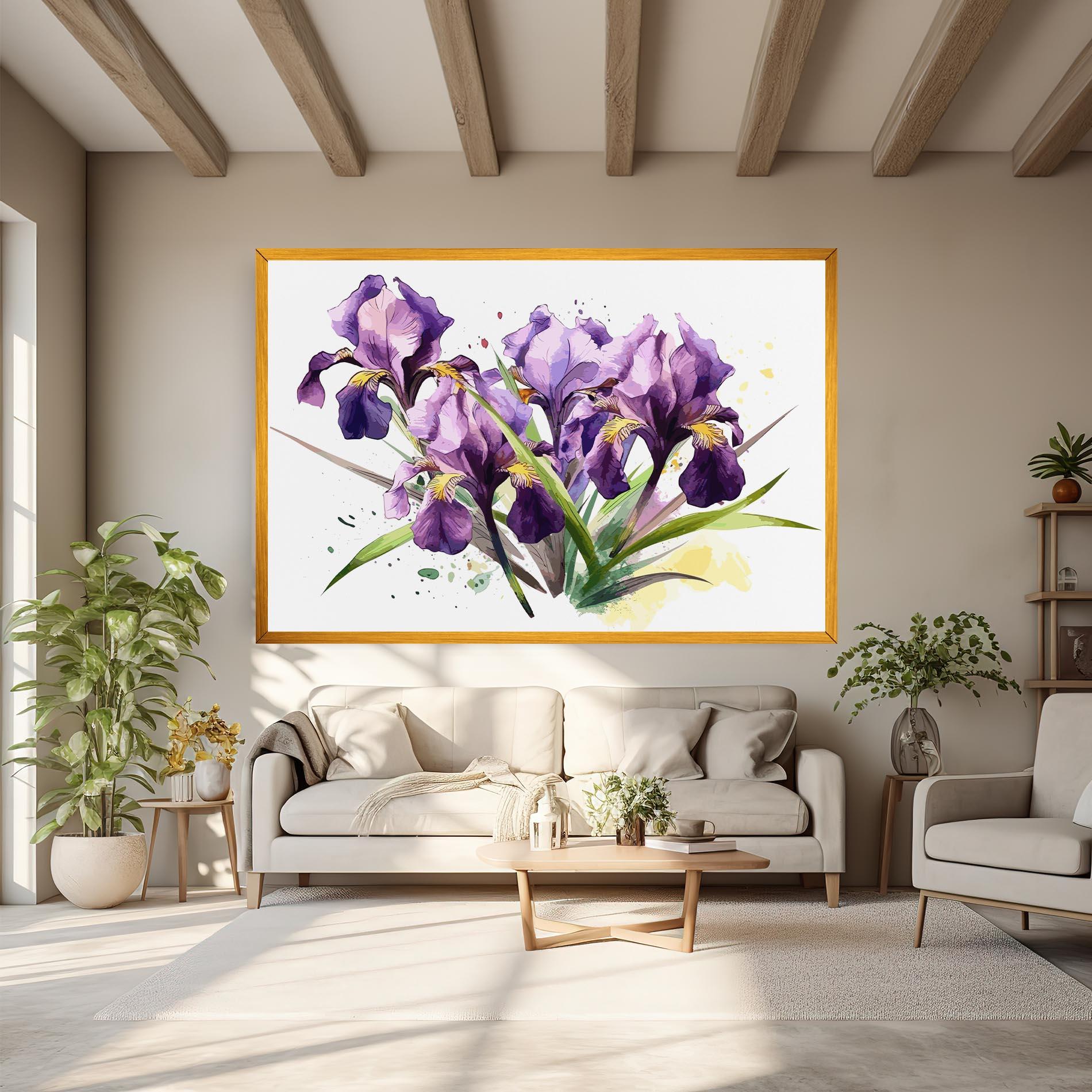 Картина на платно Watercolor Purple Iris mockup 6