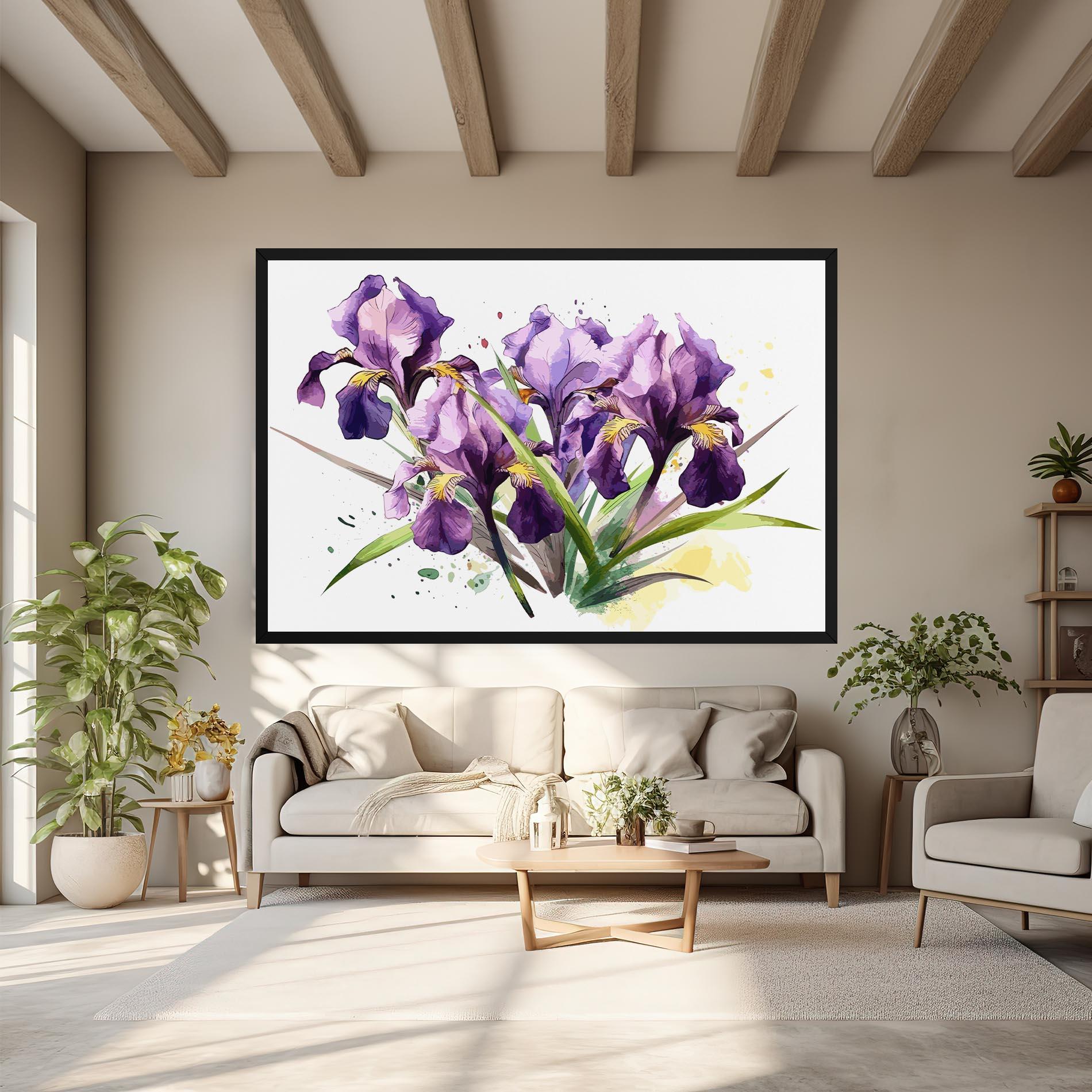 Картина на платно Watercolor Purple Iris mockup 6