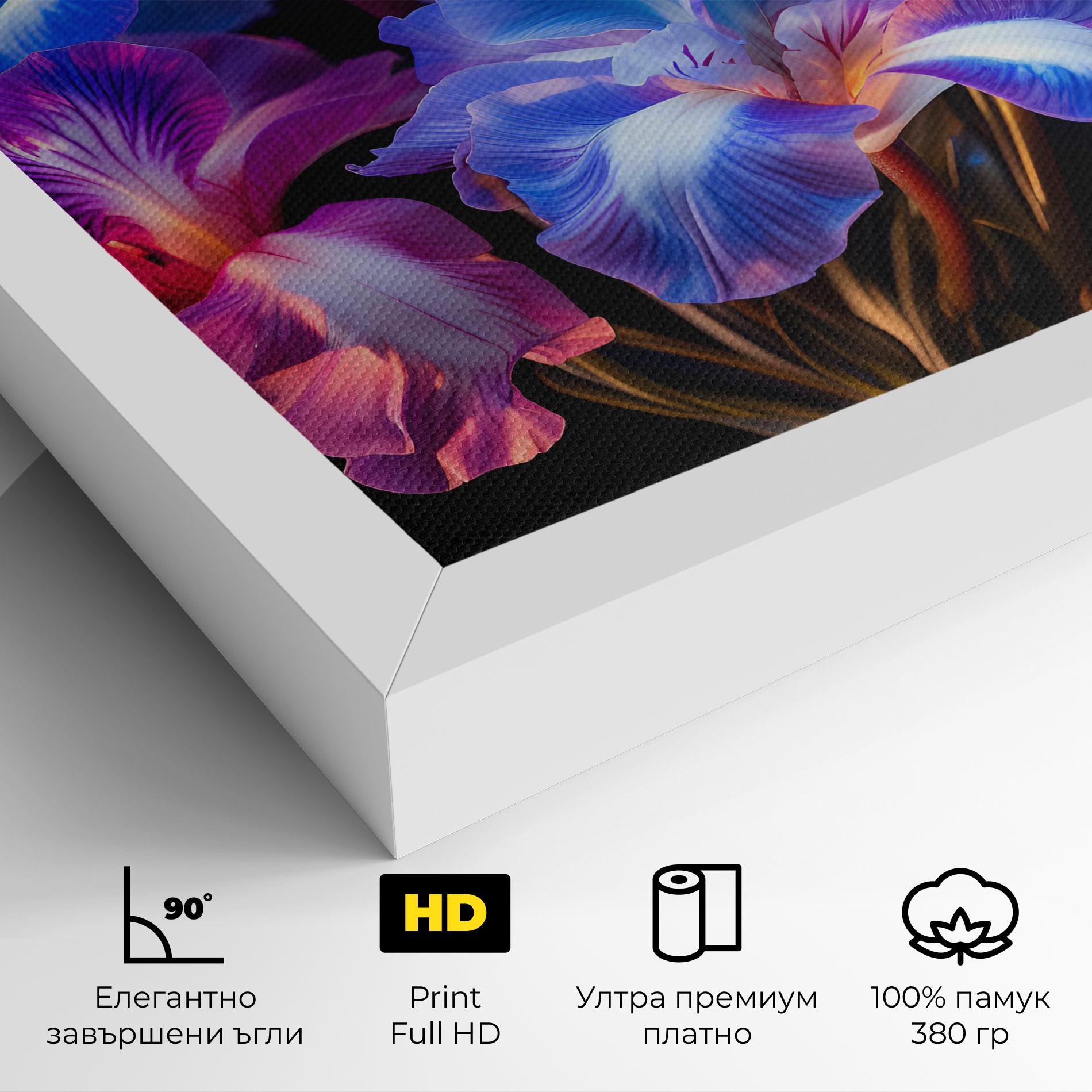 Картина на платно Blue Light Iris mockup 4