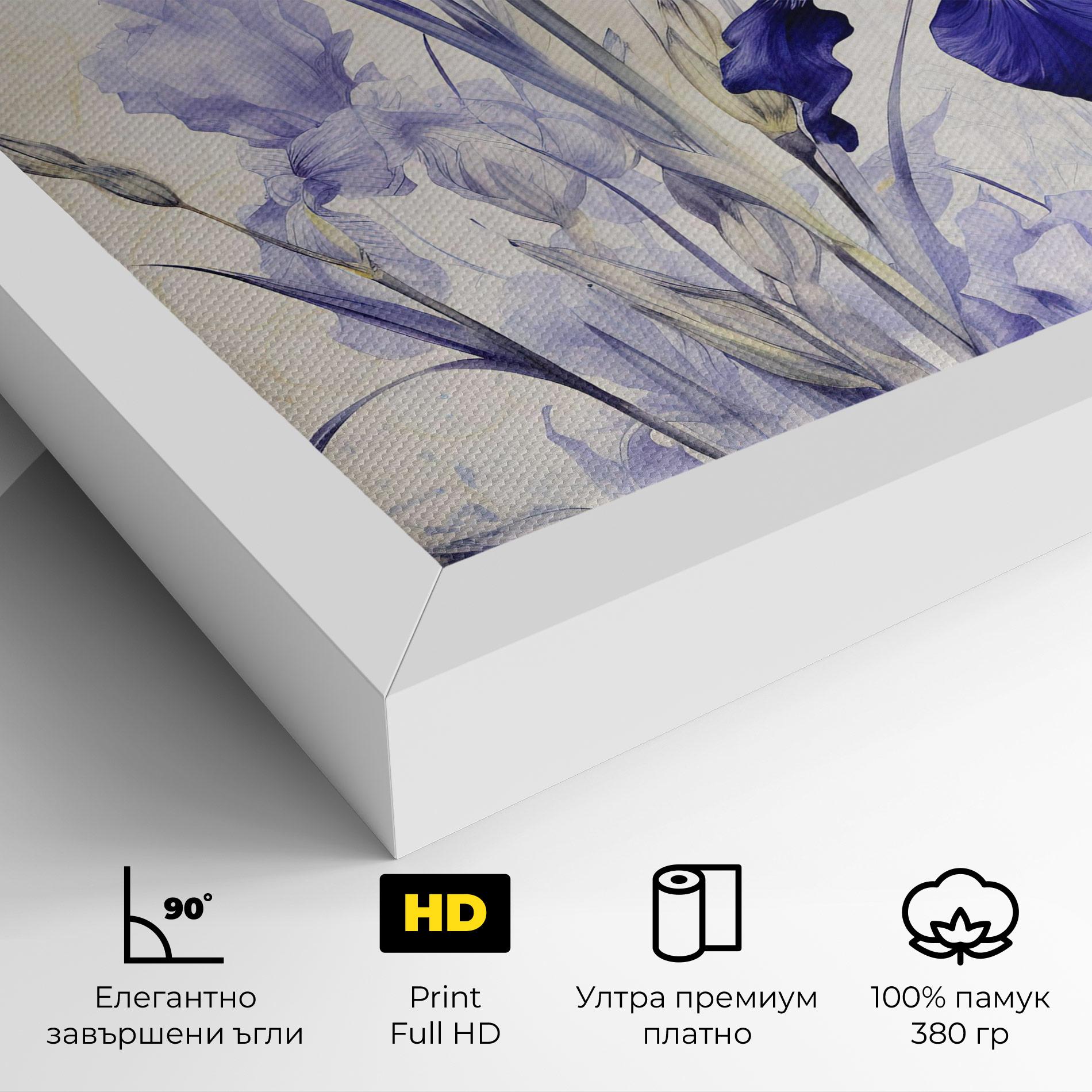 Картина на платно Irises Painting mockup 4