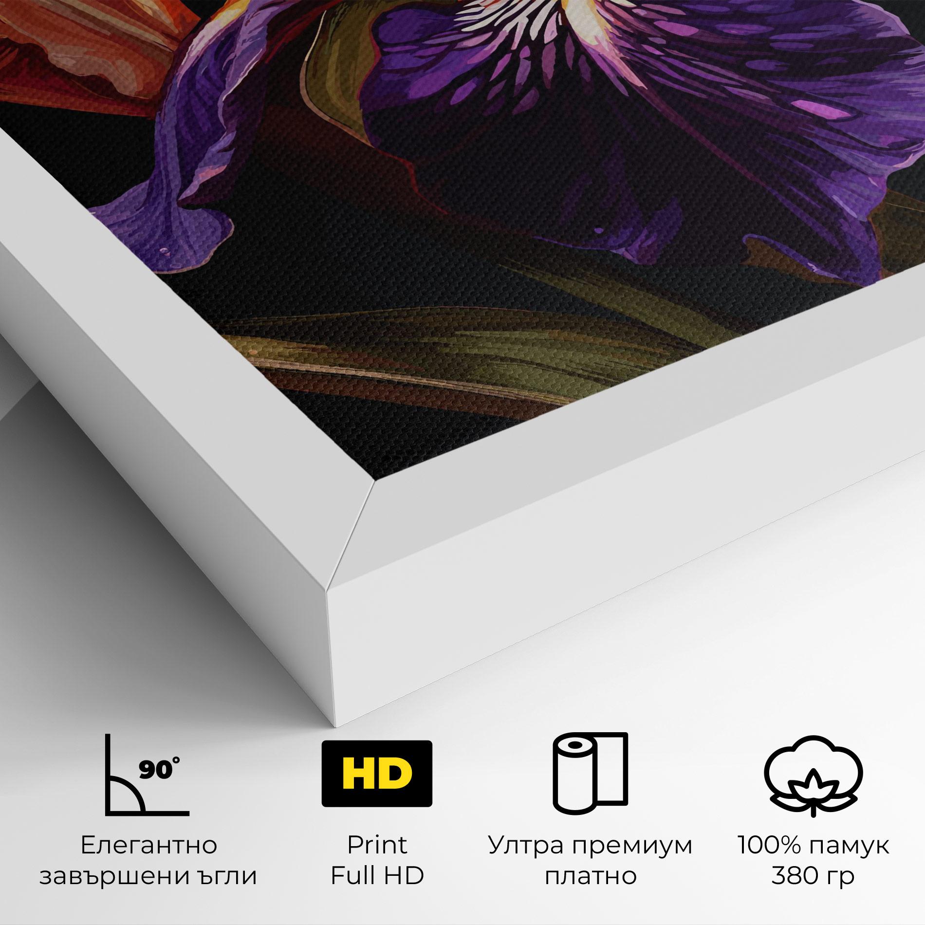 Картина на платно Purple Orange Iris mockup 4