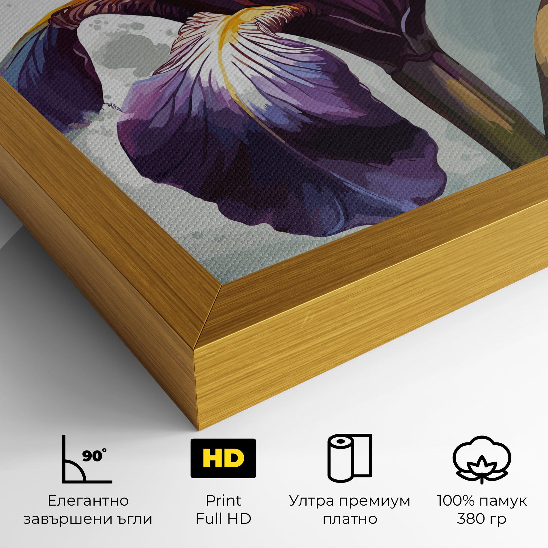 Картина на платно Purple Blue Iris mockup 4