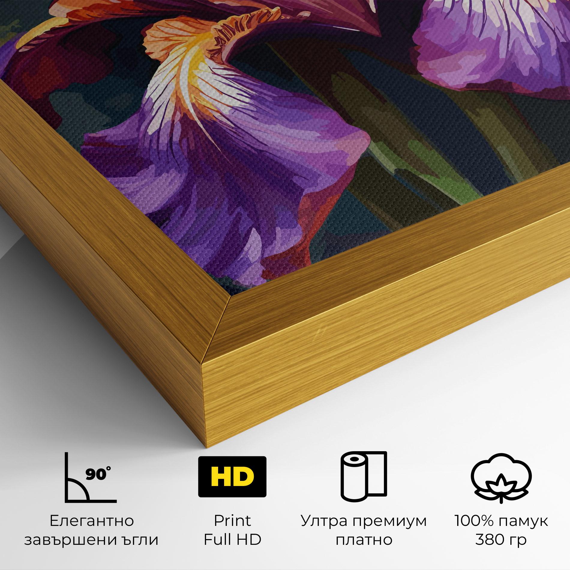 Картина на платно Purple Orange Iris Art mockup 4