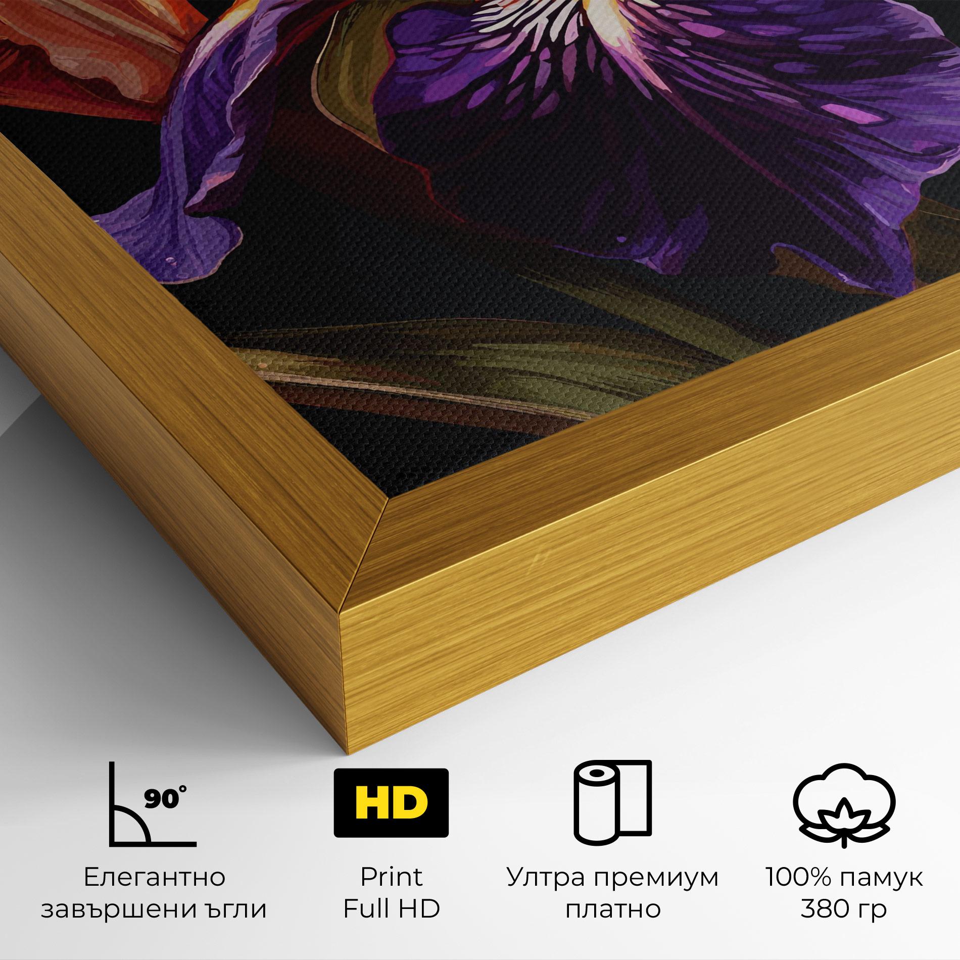 Картина на платно Purple Orange Iris mockup 4