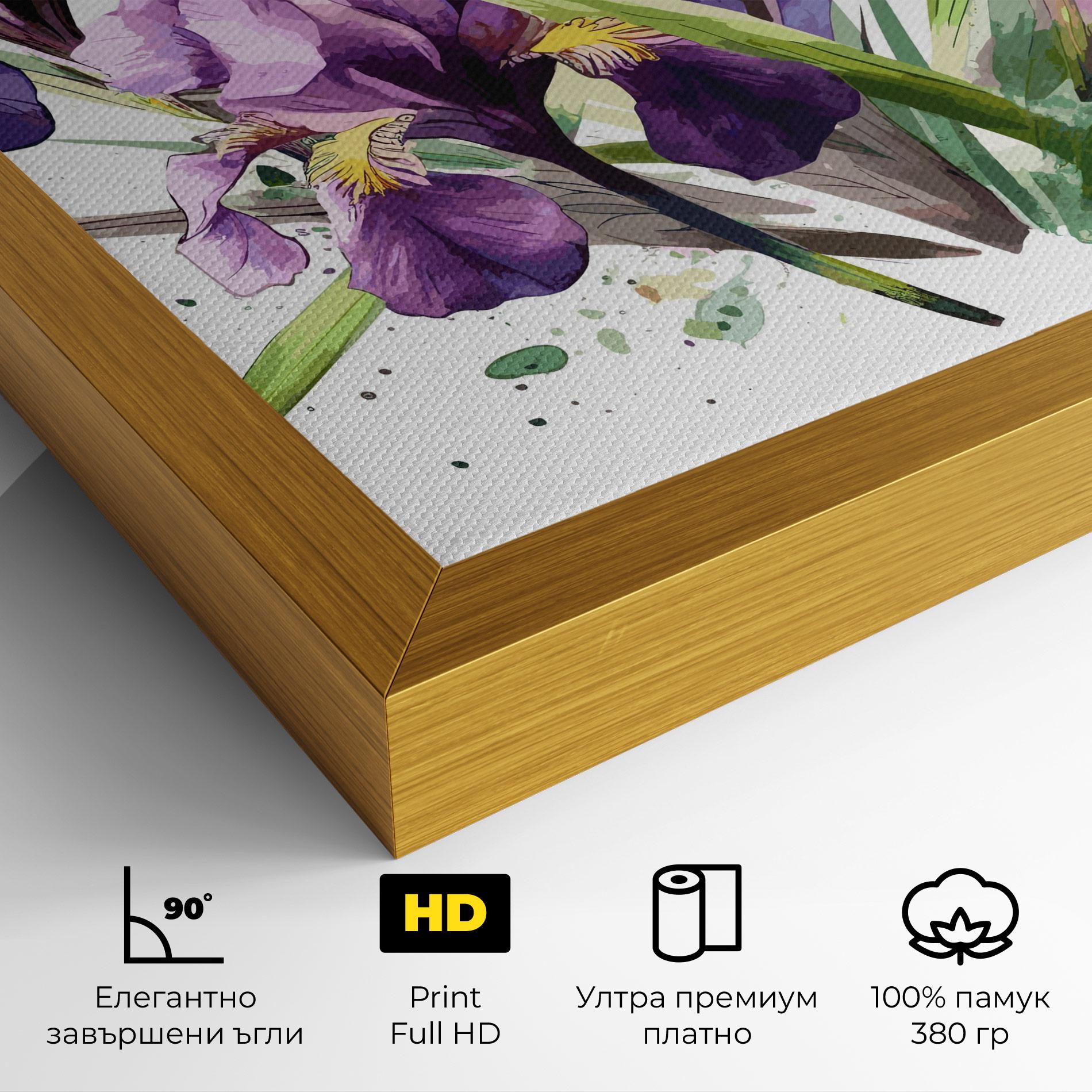 Картина на платно Watercolor Purple Iris mockup 4