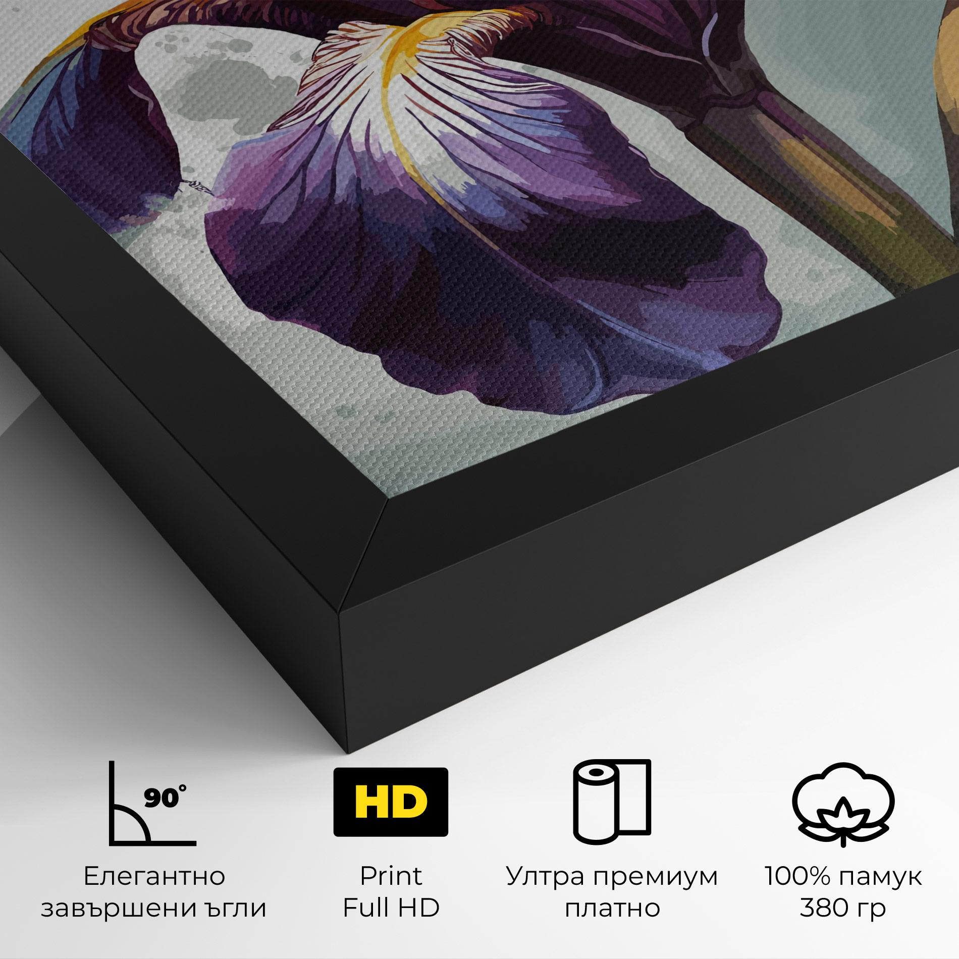Картина на платно Purple Blue Iris mockup 4