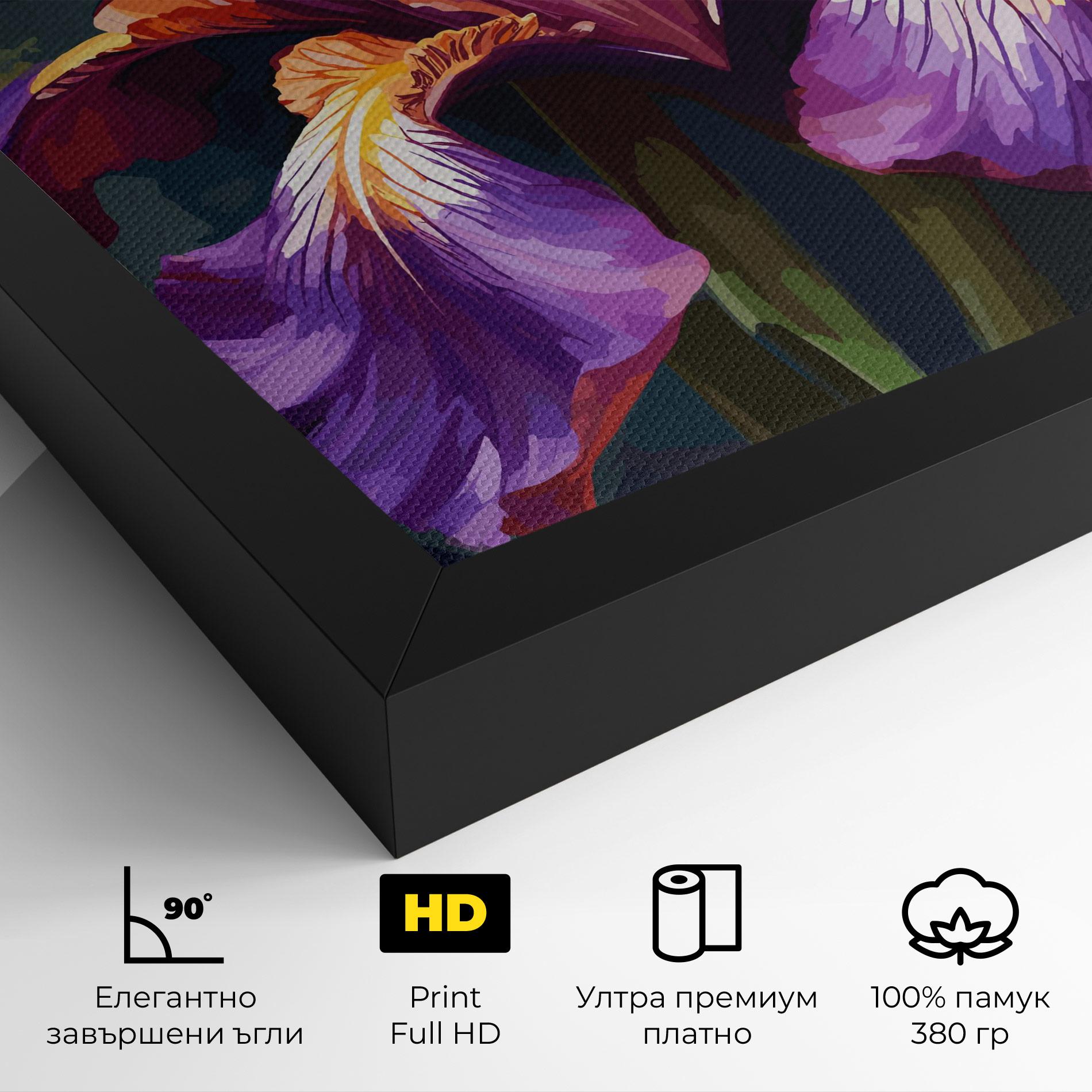 Картина на платно Purple Orange Iris Art mockup 4