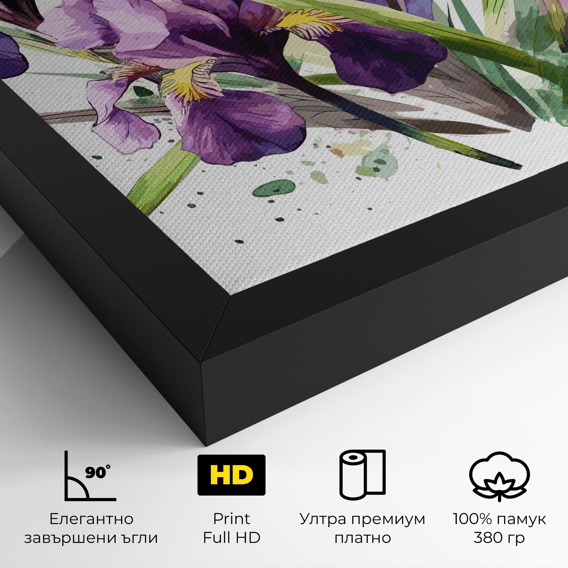 Картина на платно Watercolor Purple Iris mockup 4