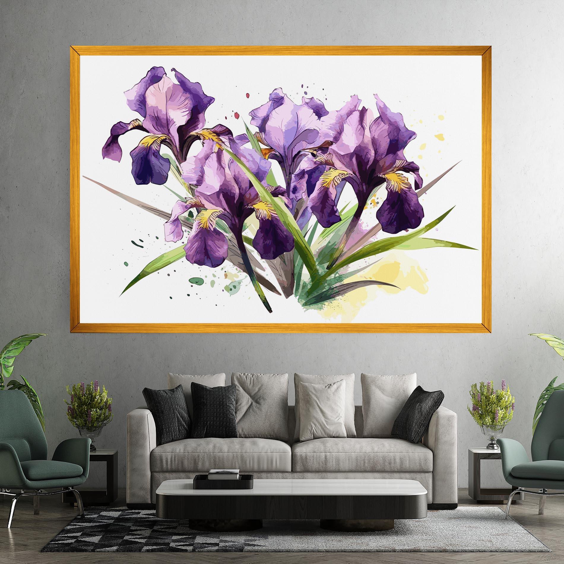 Картина на платно Watercolor Purple Iris mockup 7