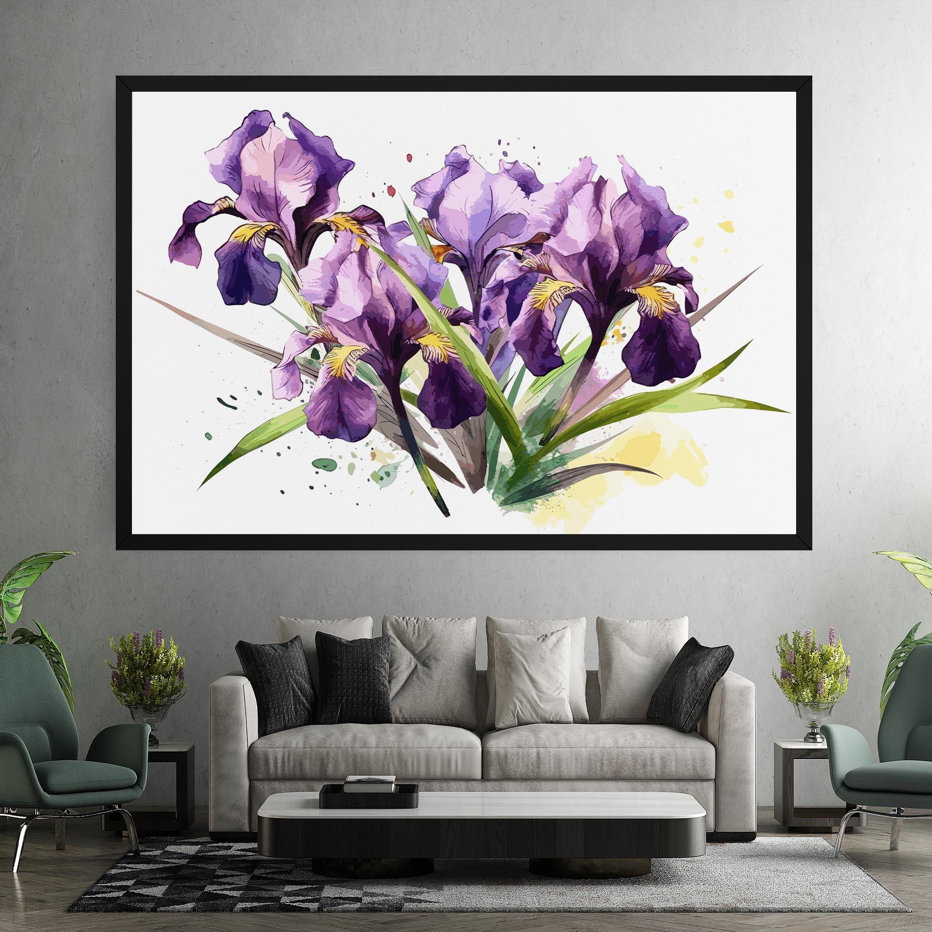 Картина на платно Watercolor Purple Iris mockup 7
