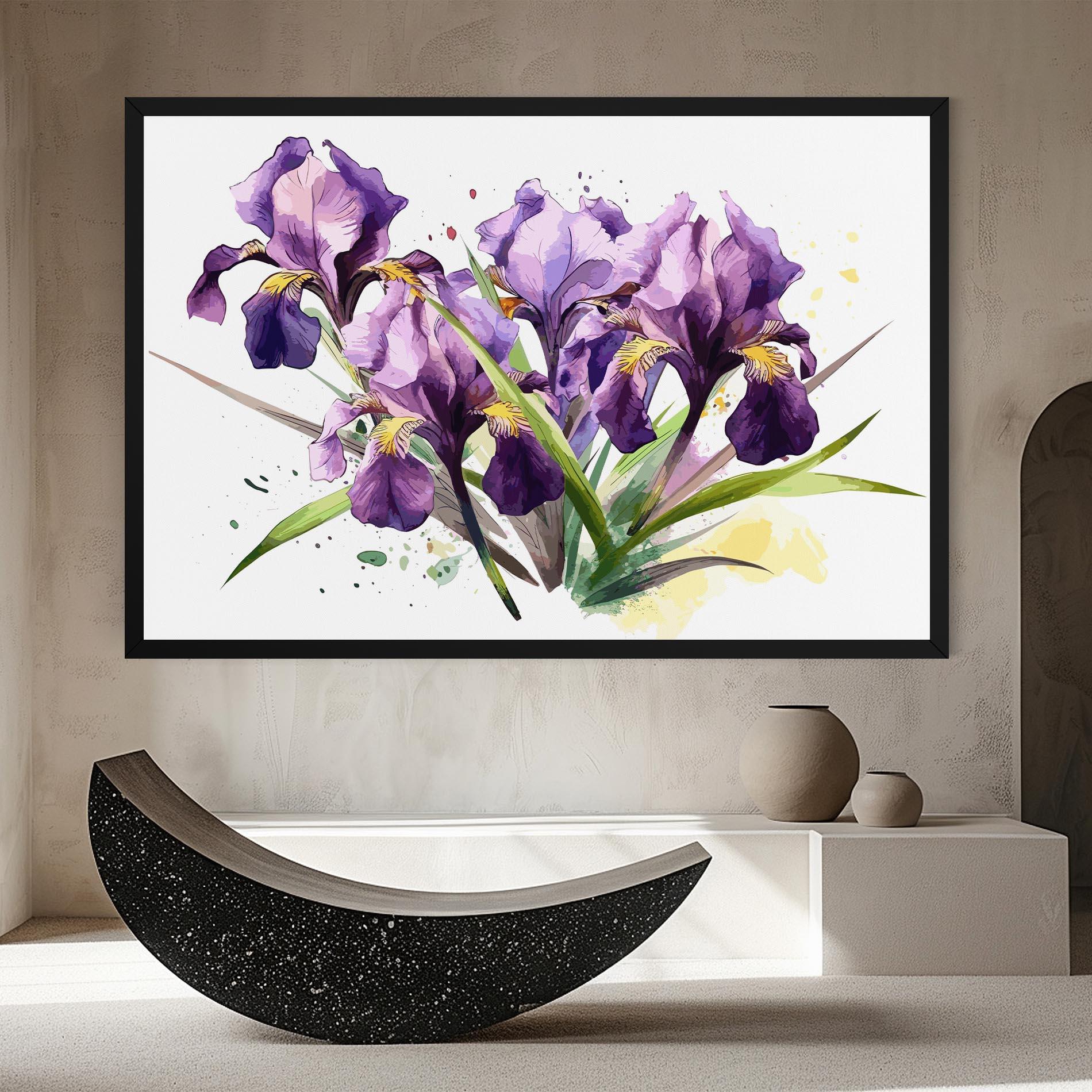 Картина на платно Watercolor Purple Iris mockup 8