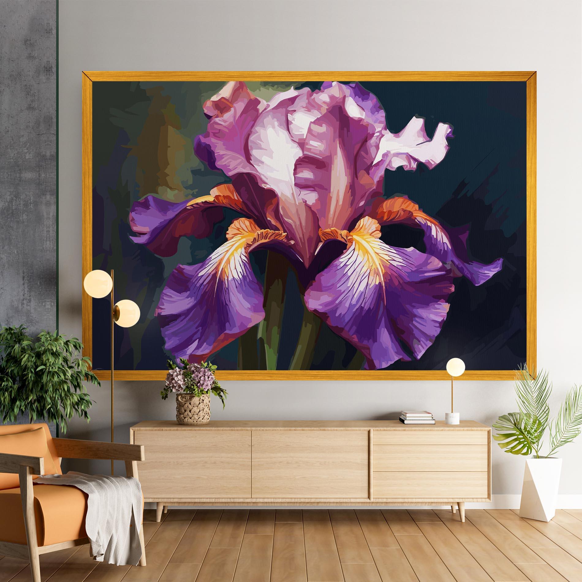 Картина на платно Purple Orange Iris Art mockup 9
