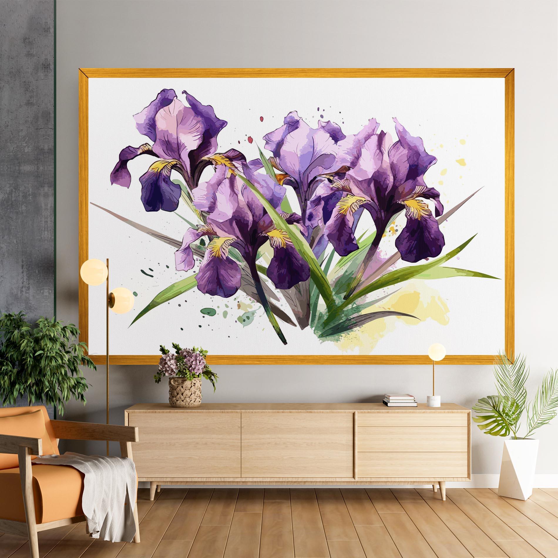 Картина на платно Watercolor Purple Iris mockup 9