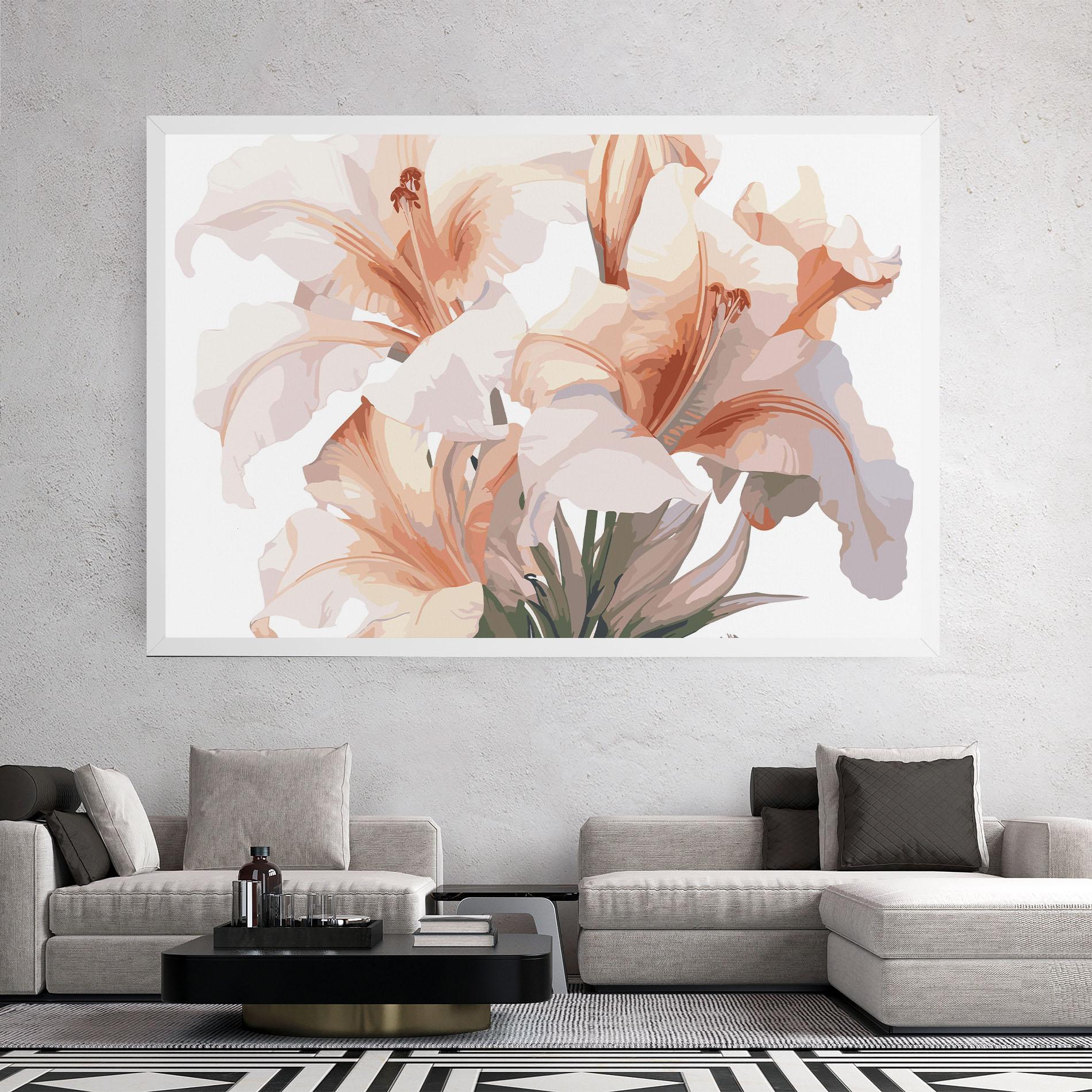 Картина на платно Light Orange Iris mockup 2