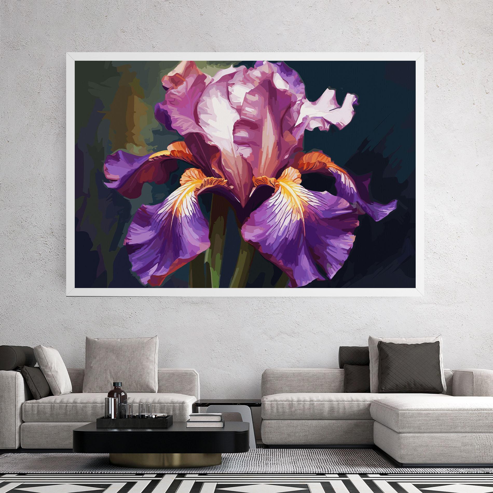 Картина на платно Purple Orange Iris Art mockup 2