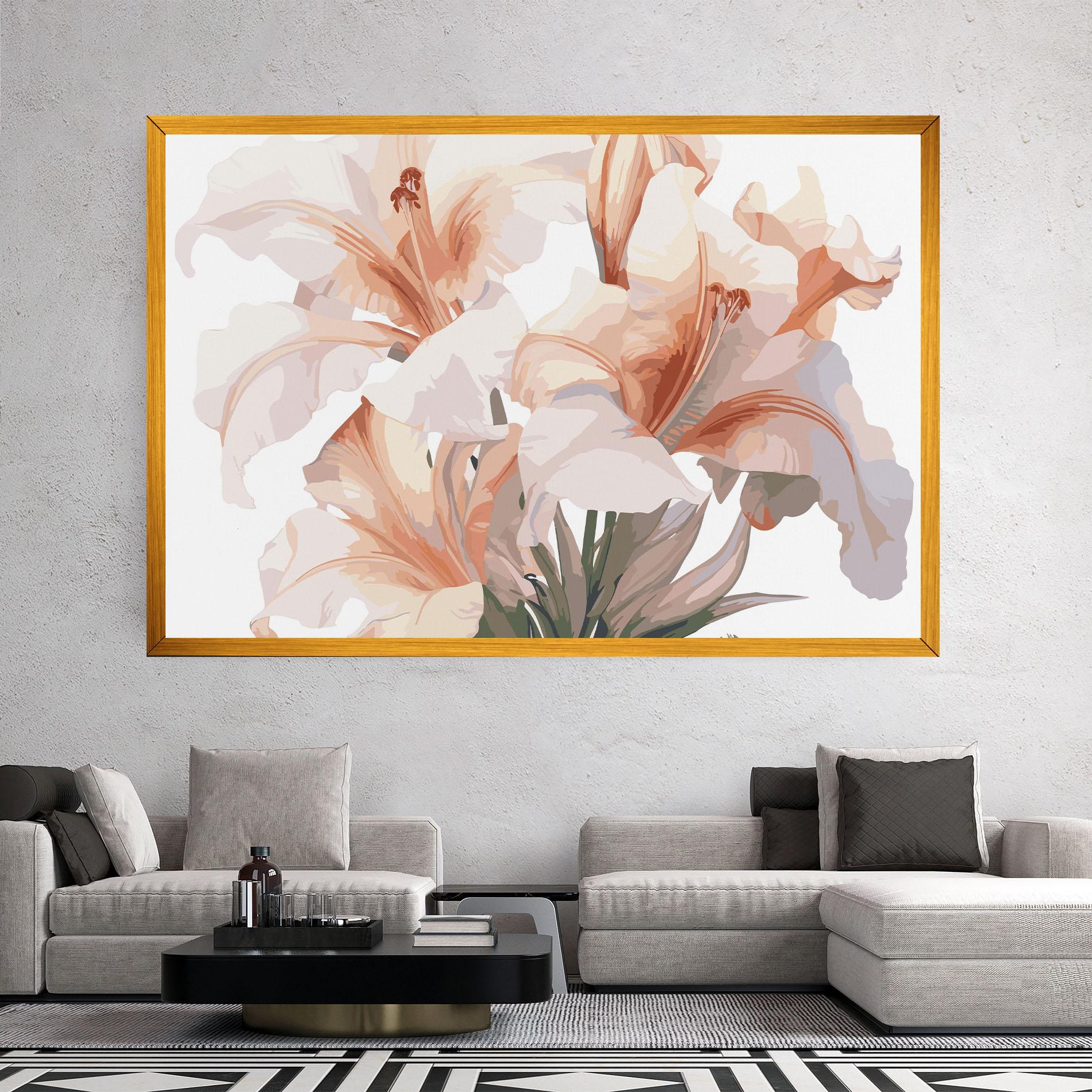 Картина на платно Light Orange Iris mockup 2