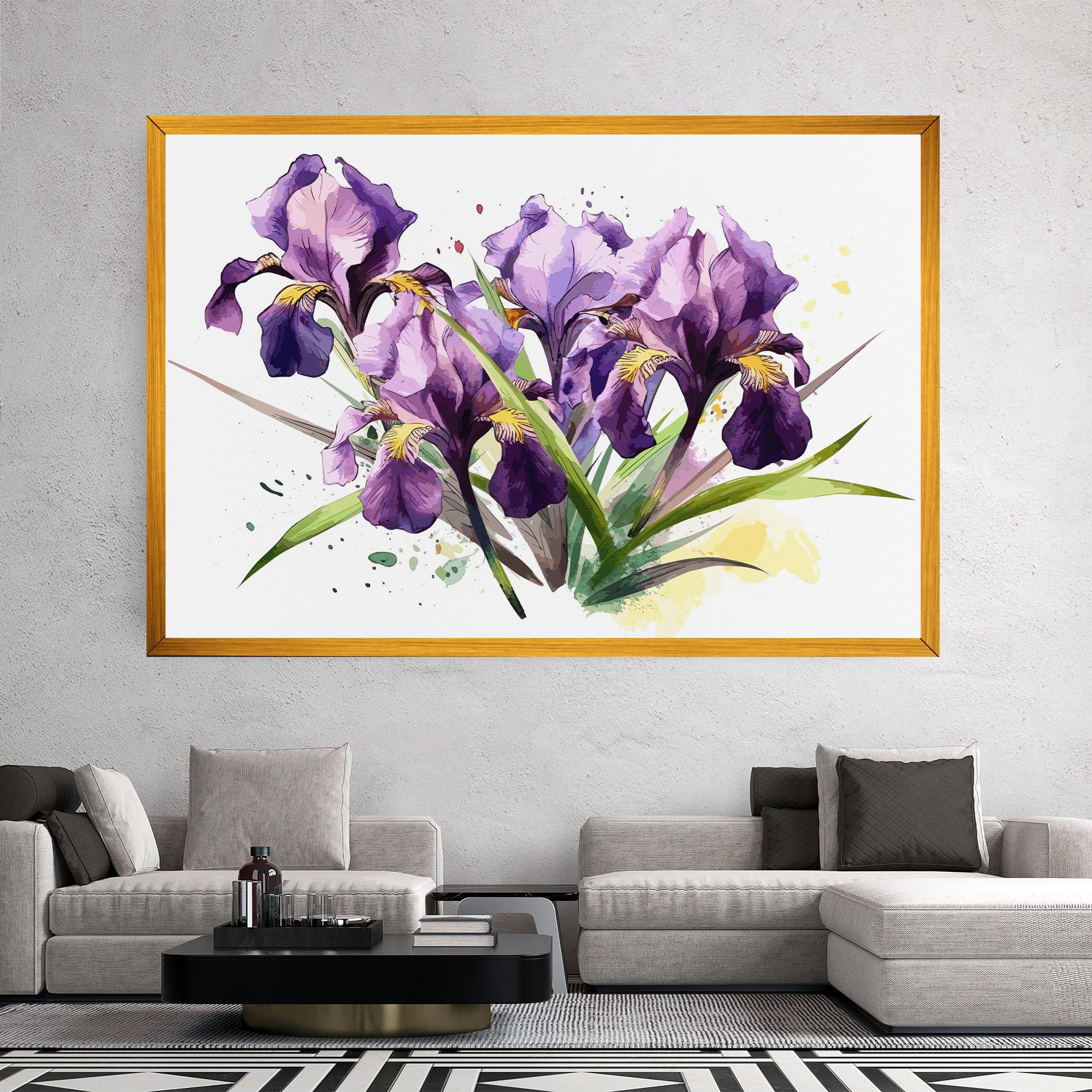 Картина на платно Watercolor Purple Iris mockup 2