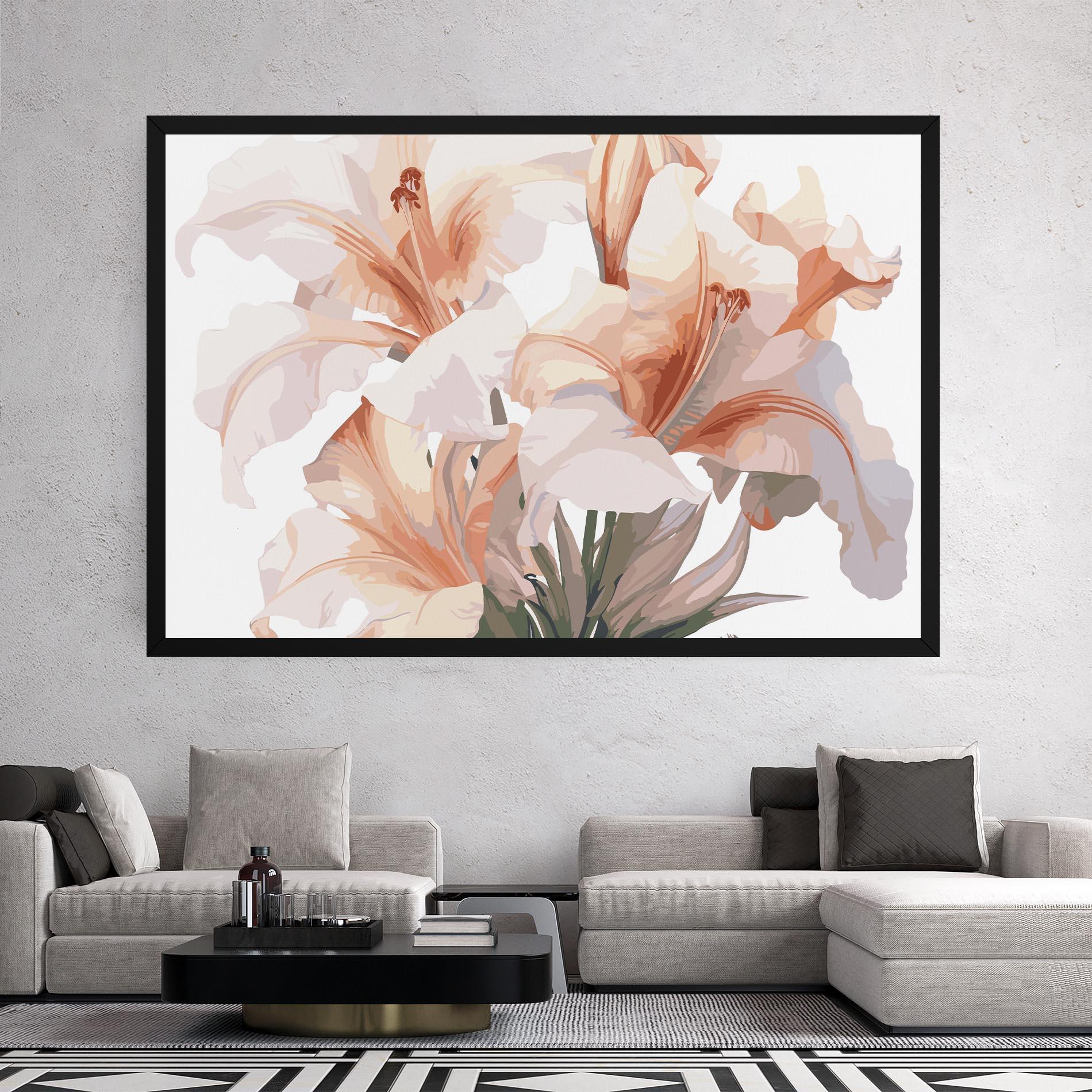 Картина на платно Light Orange Iris mockup 2