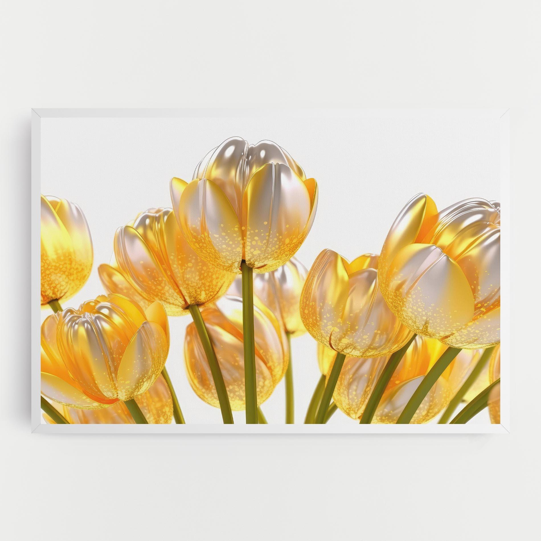 Картина на платно Gold White Tulips mockup 0
