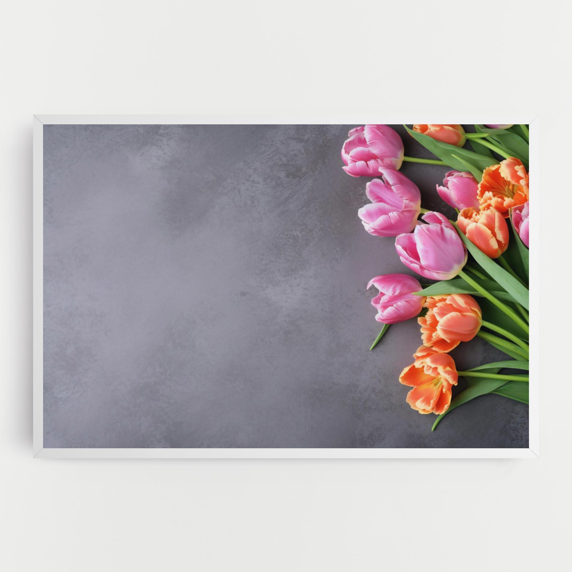 Картина на платно Light Orange Pink Tulips mockup 0