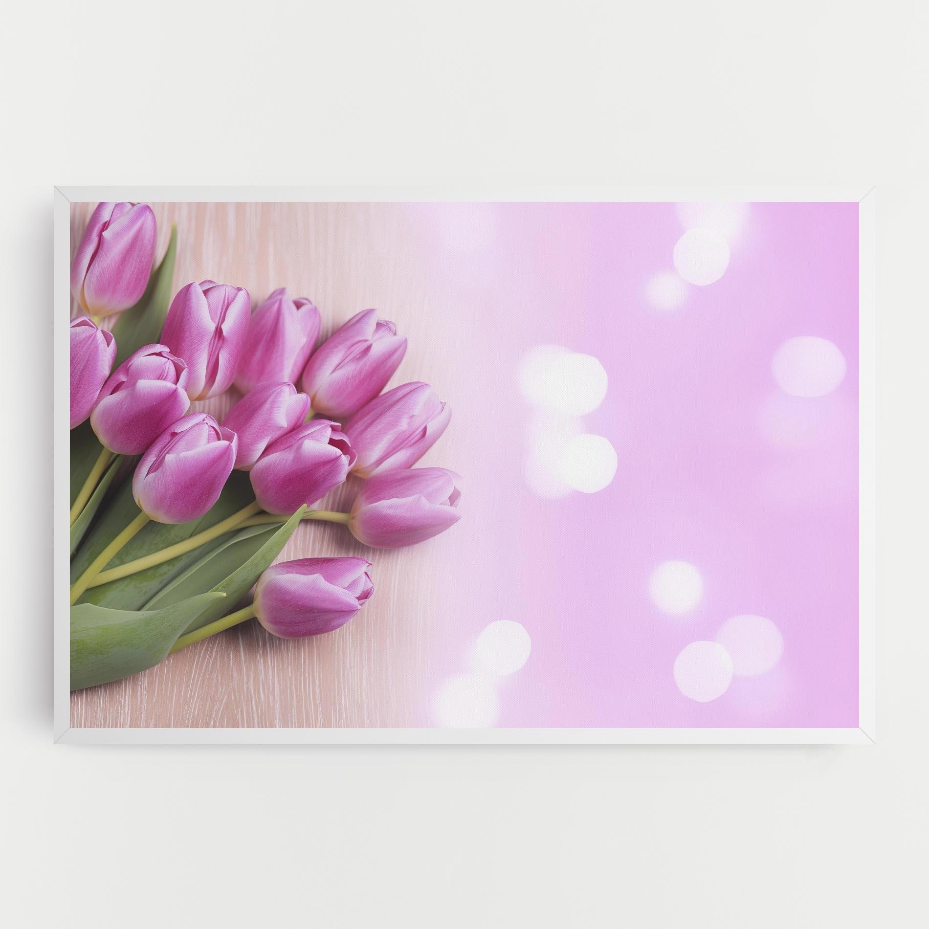 Картина на платно Pink Tulip Flowers mockup 0
