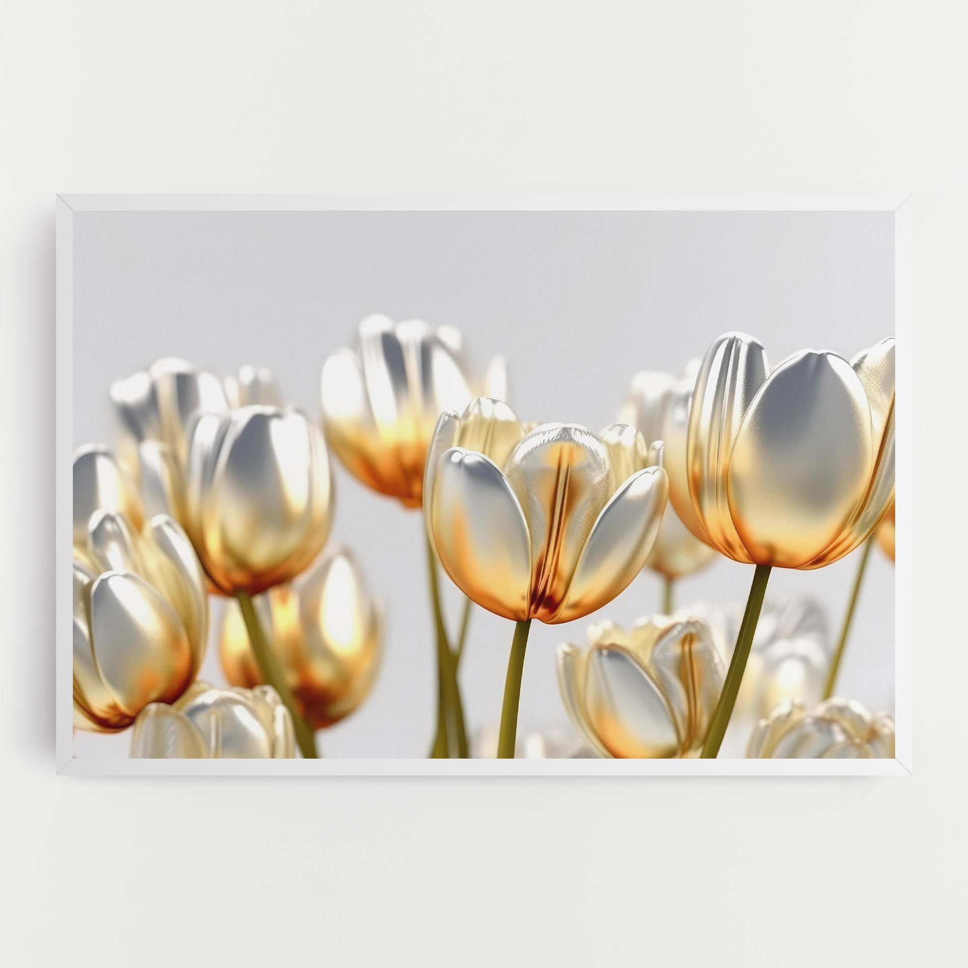 Картина на платно White Golden Tulips mockup 0