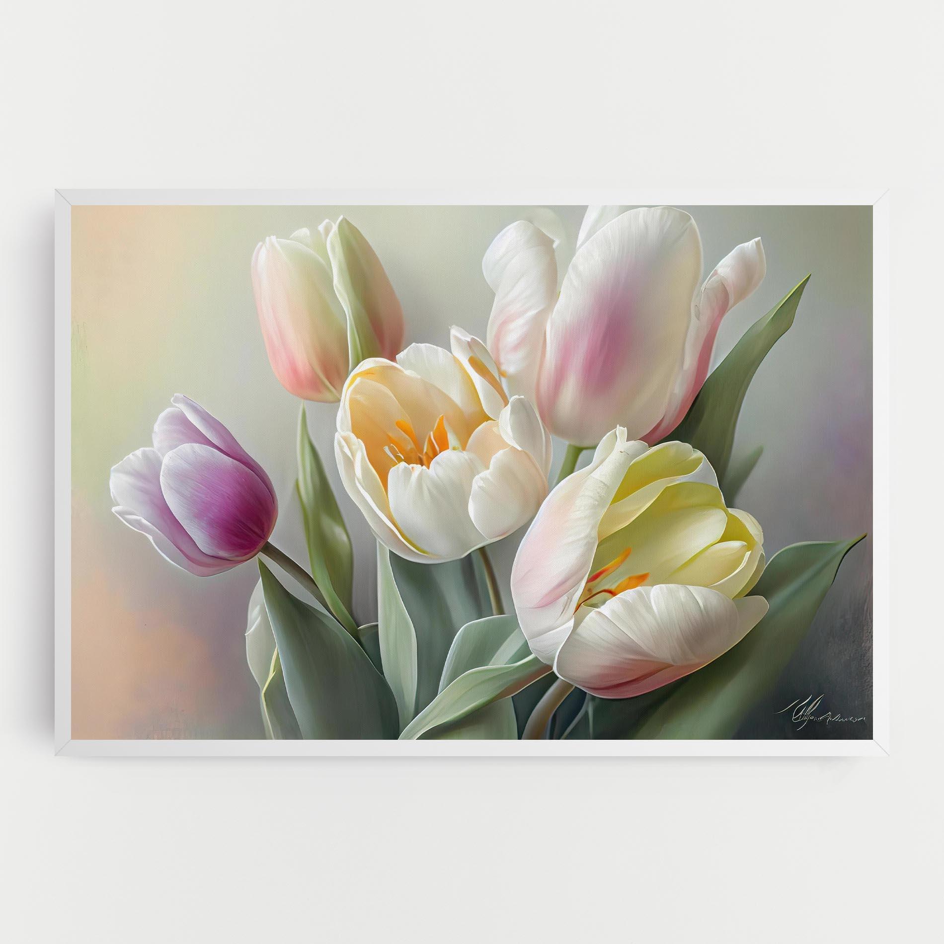 Картина на платно White Tulips Painting mockup 0