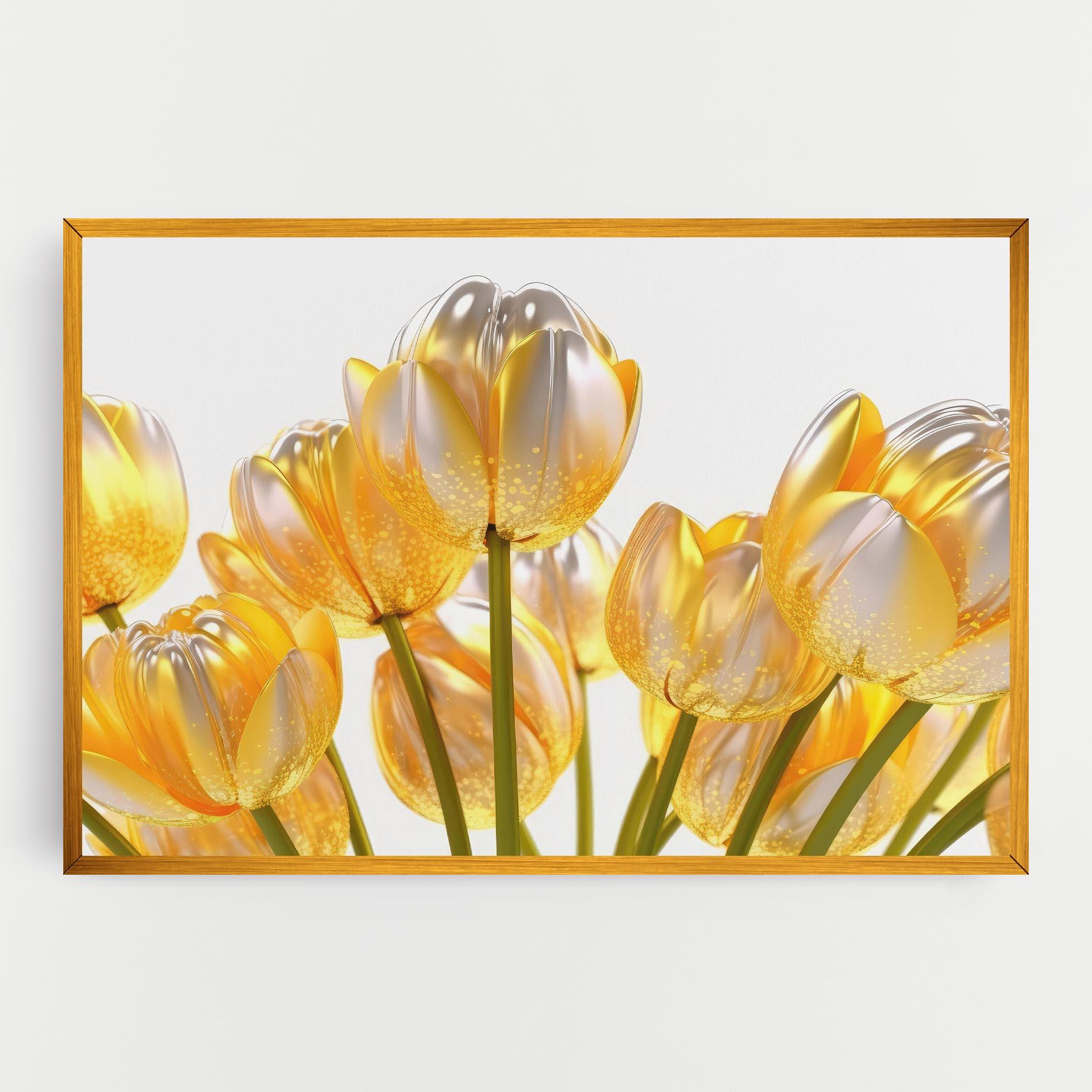 Картина на платно Gold White Tulips mockup 0