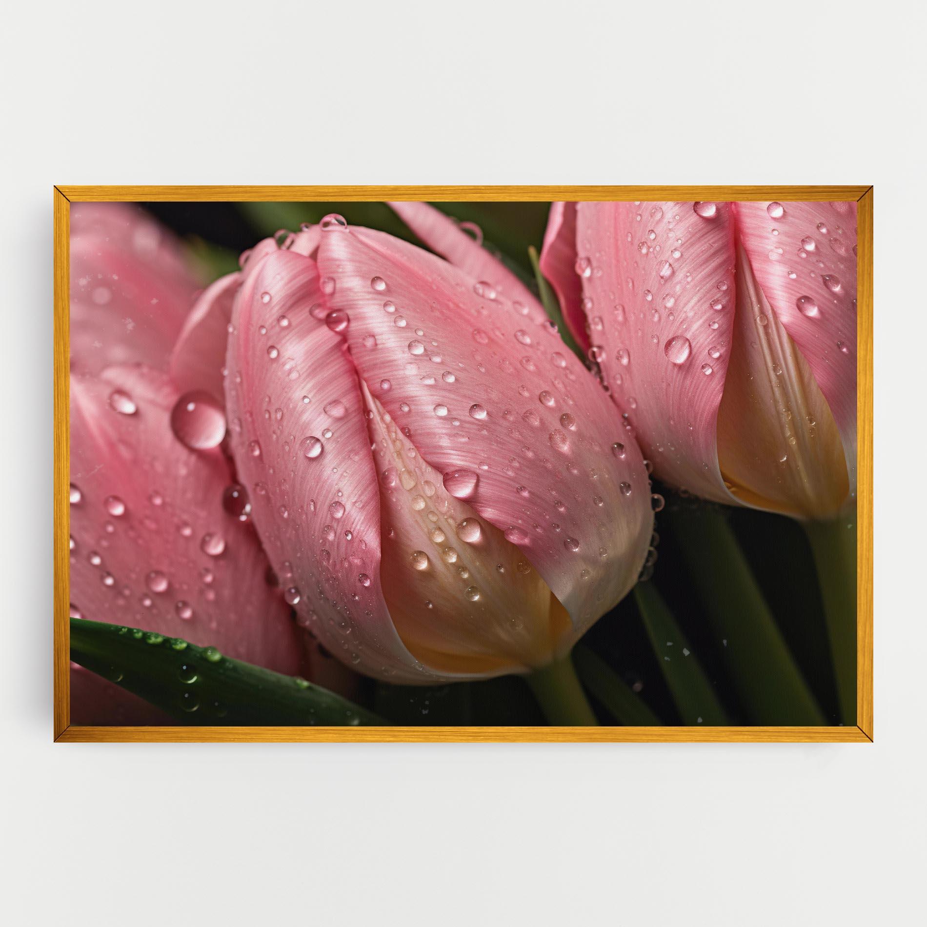 Картина на платно Pink Tulip With Drops mockup 0