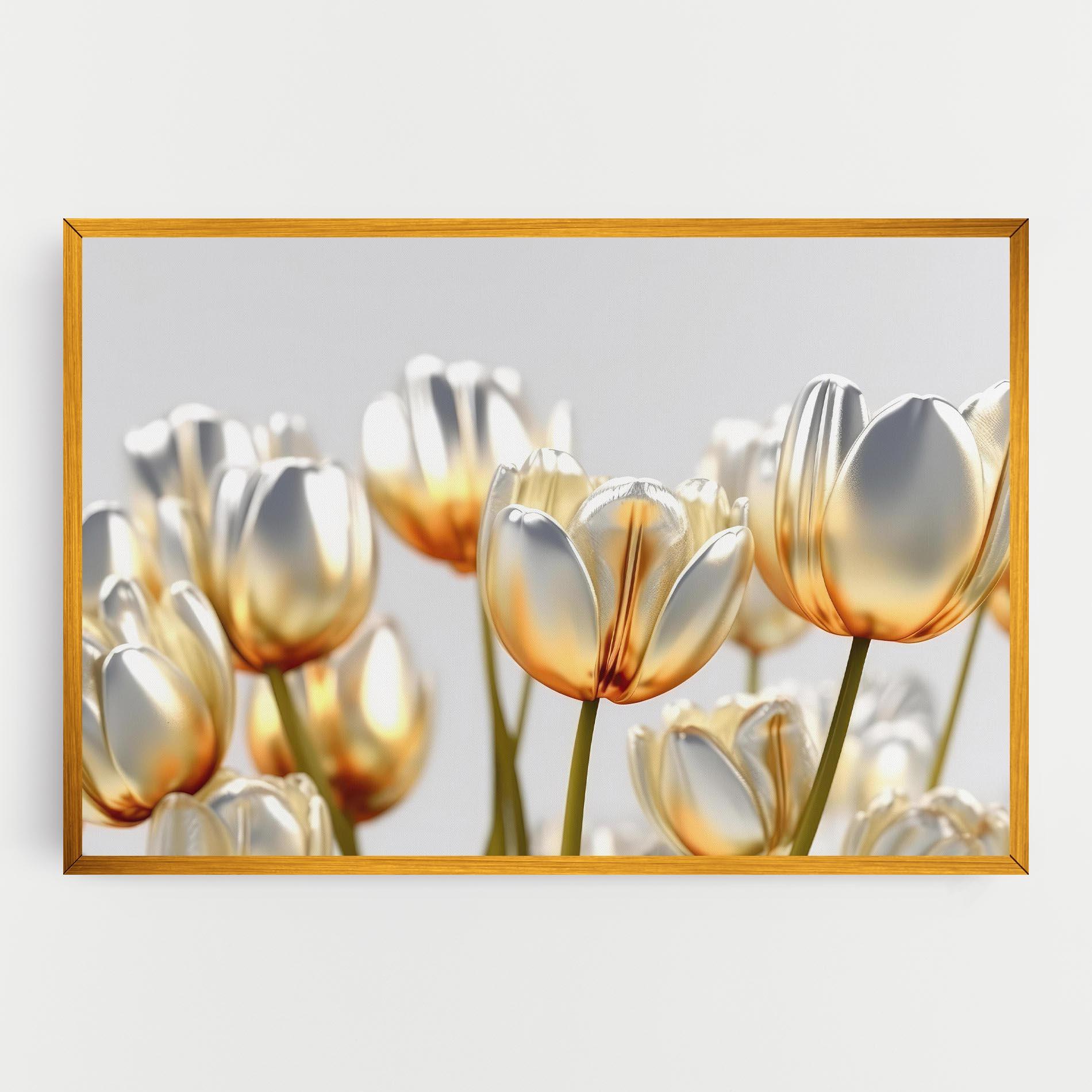 Картина на платно White Golden Tulips mockup 0