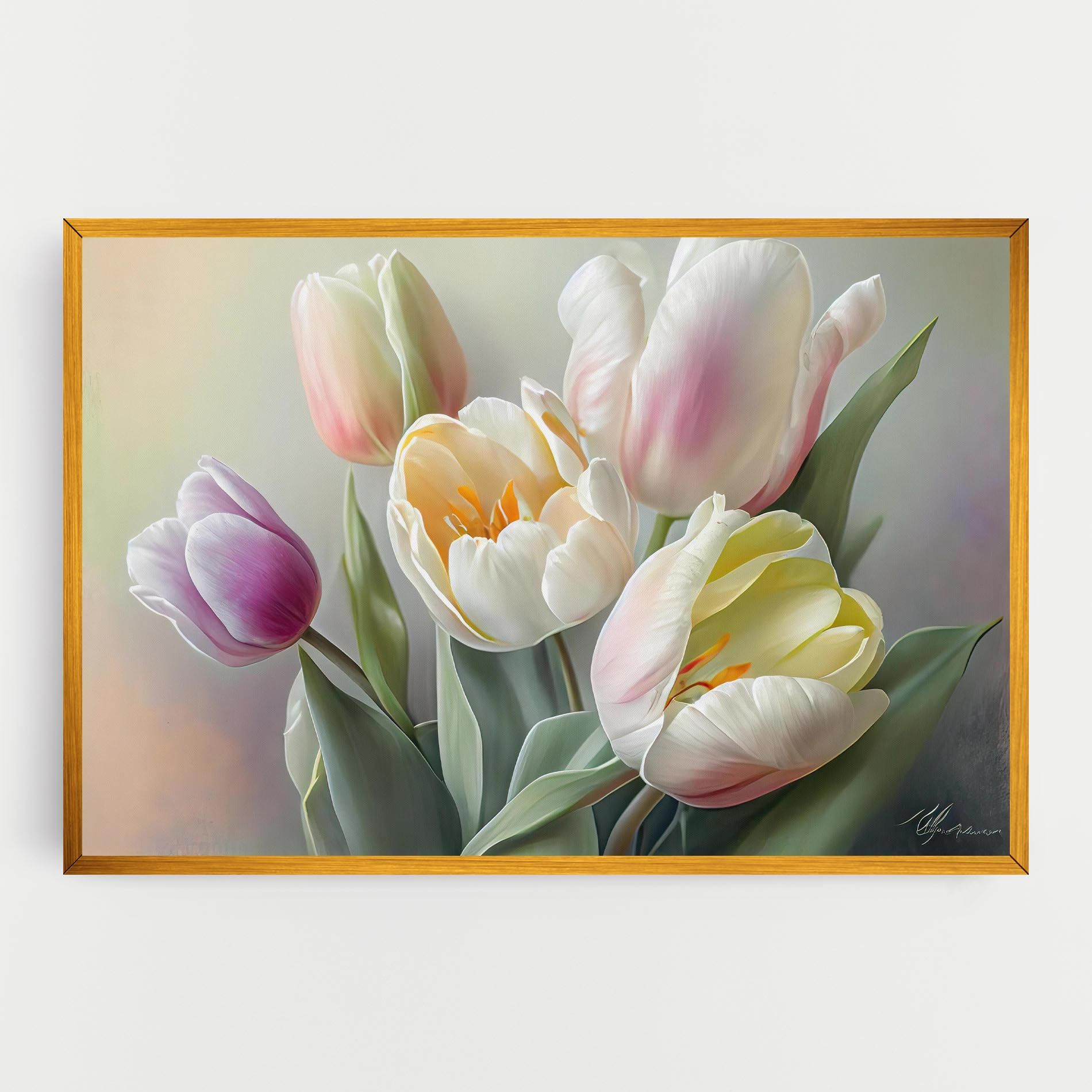 White Tulips Painting mockup 0
