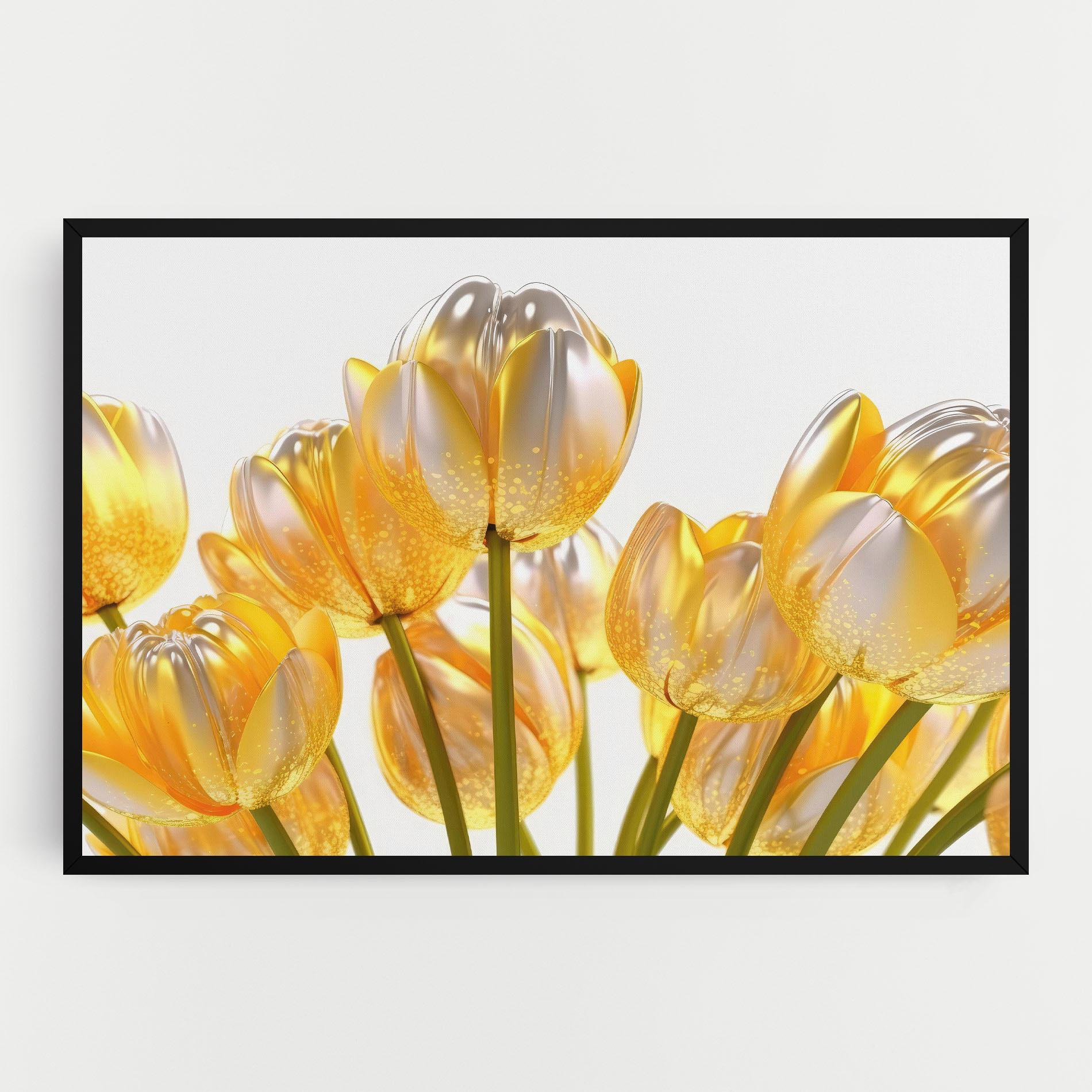 Картина на платно Gold White Tulips mockup 0