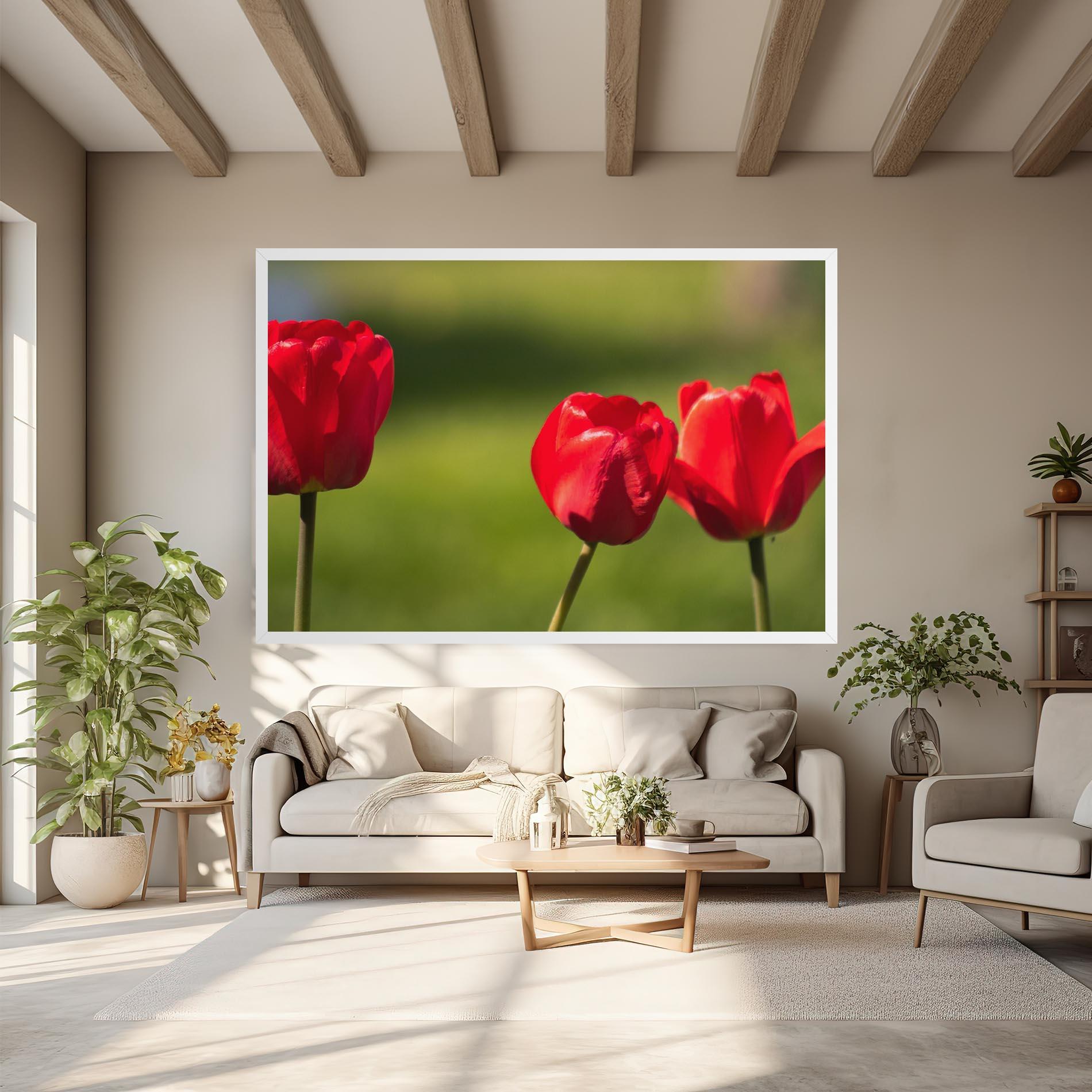 Картина на платно 3 Red Tulips mockup 6