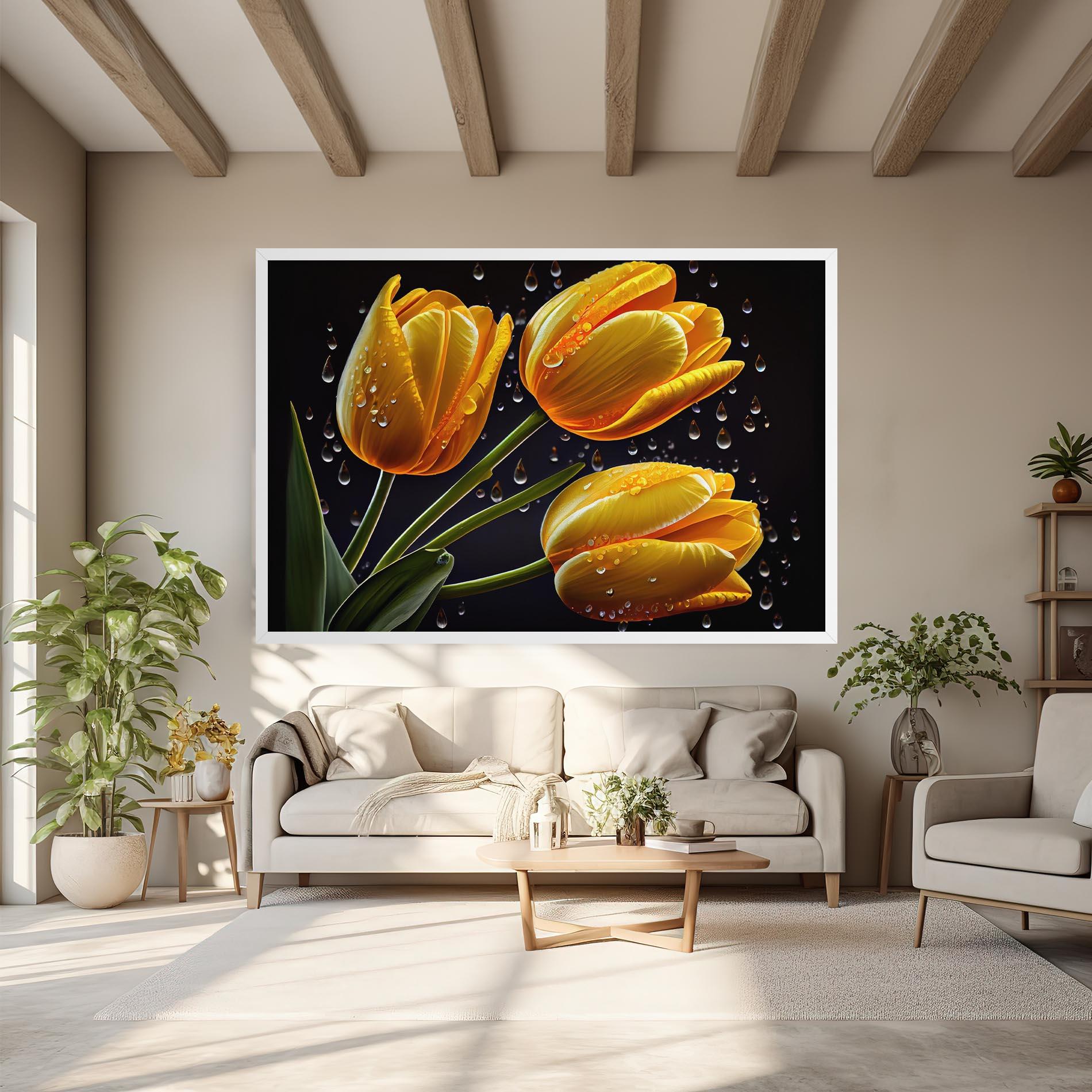 Картина на платно 3 Yellow Tulips mockup 6