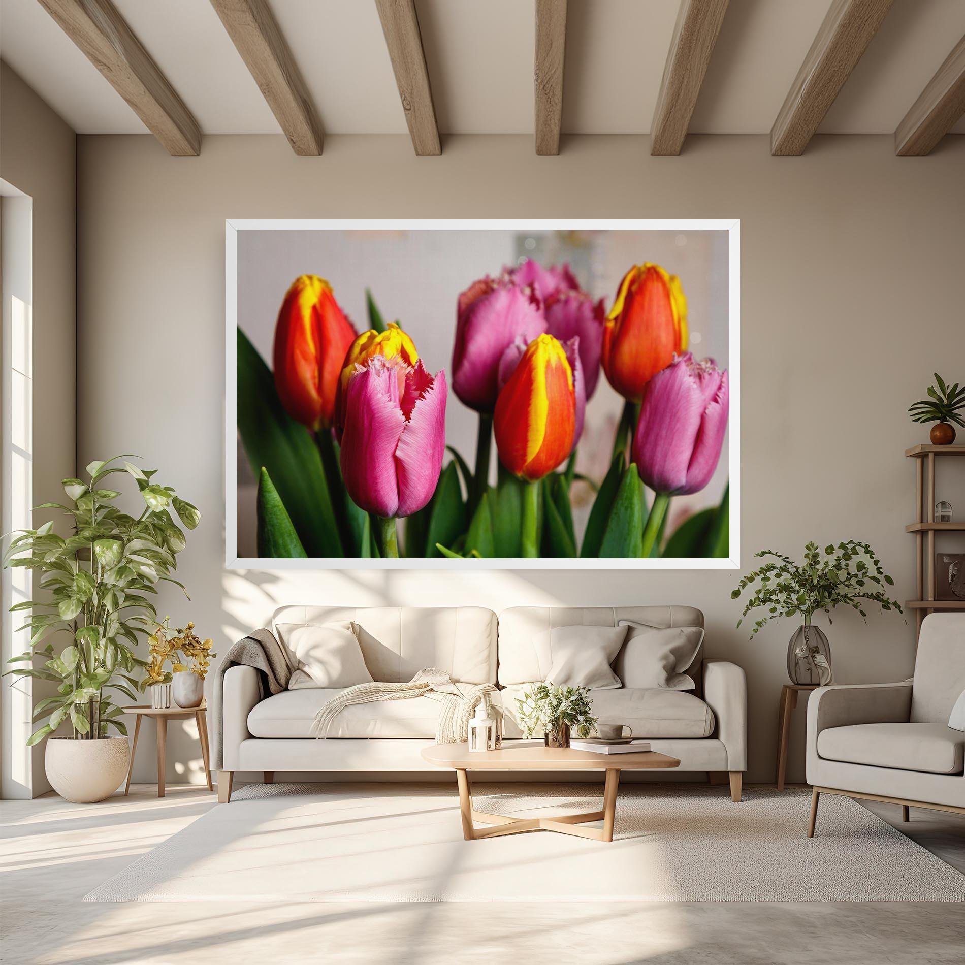 Картина на платно Pink Orange Tulips mockup 6