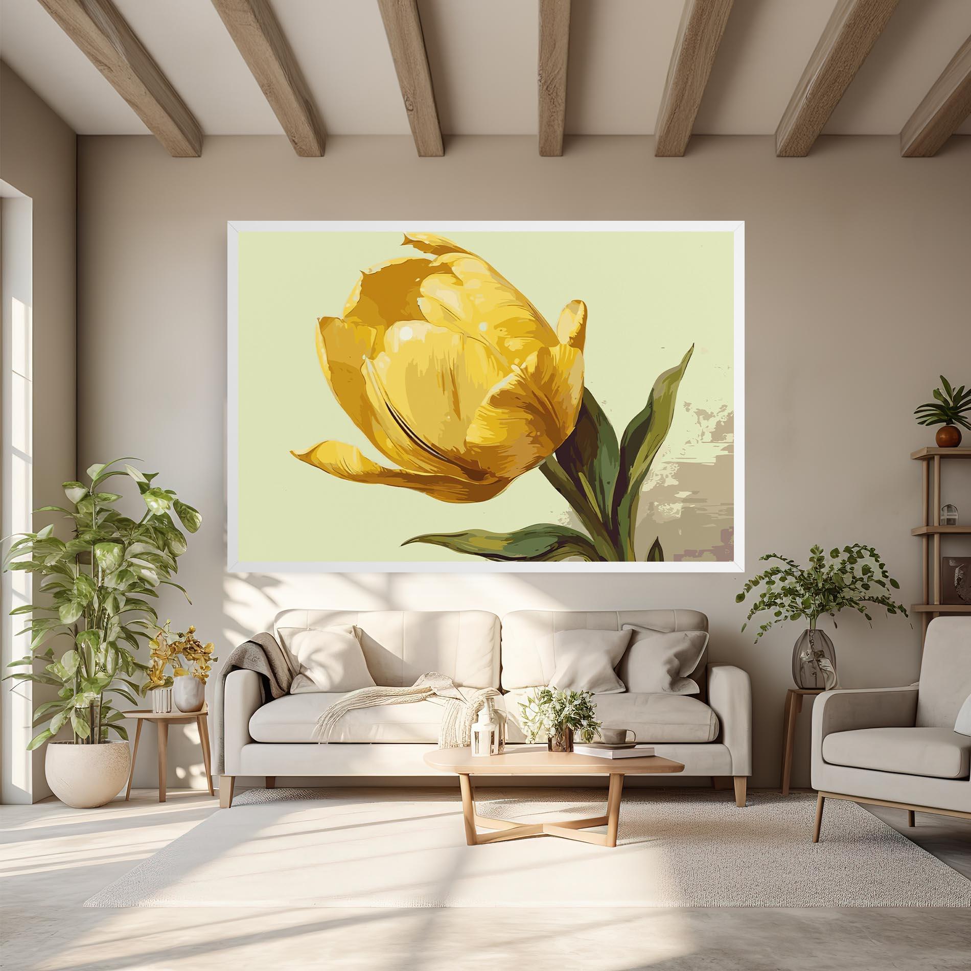 Картина на платно Yellow Shiny Tulip mockup 6