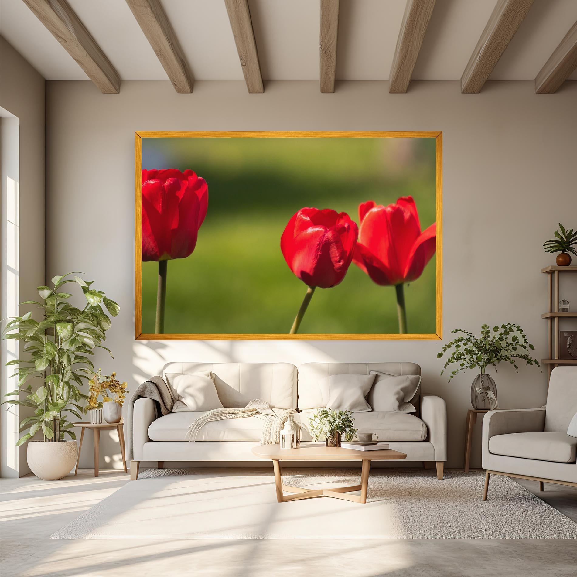 Картина на платно 3 Red Tulips mockup 6