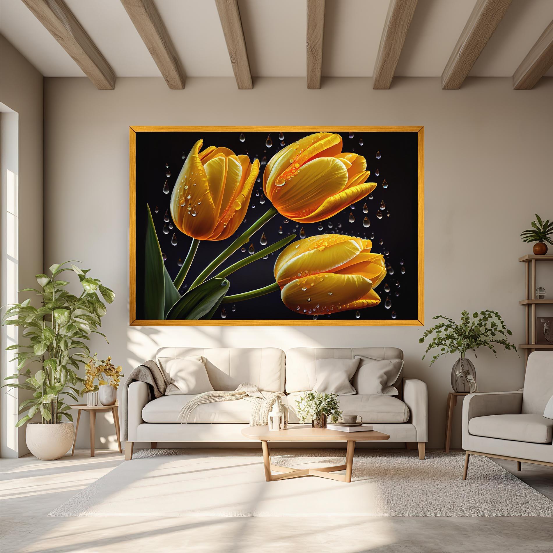 Картина на платно 3 Yellow Tulips mockup 6