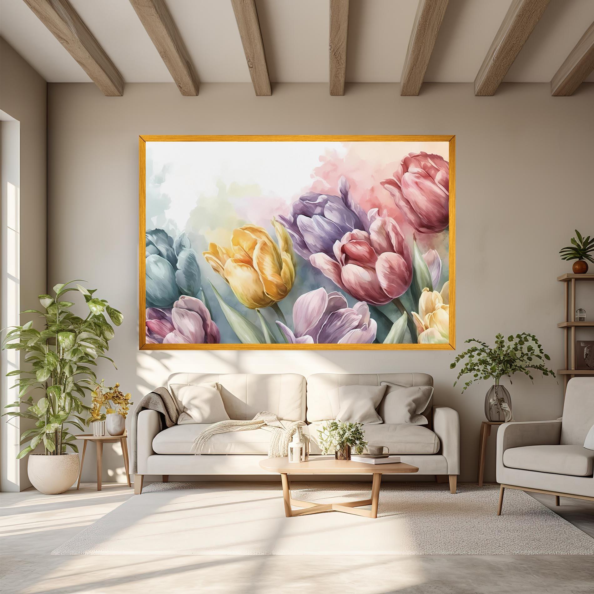 Картина на платно Pastel Tulips mockup 6