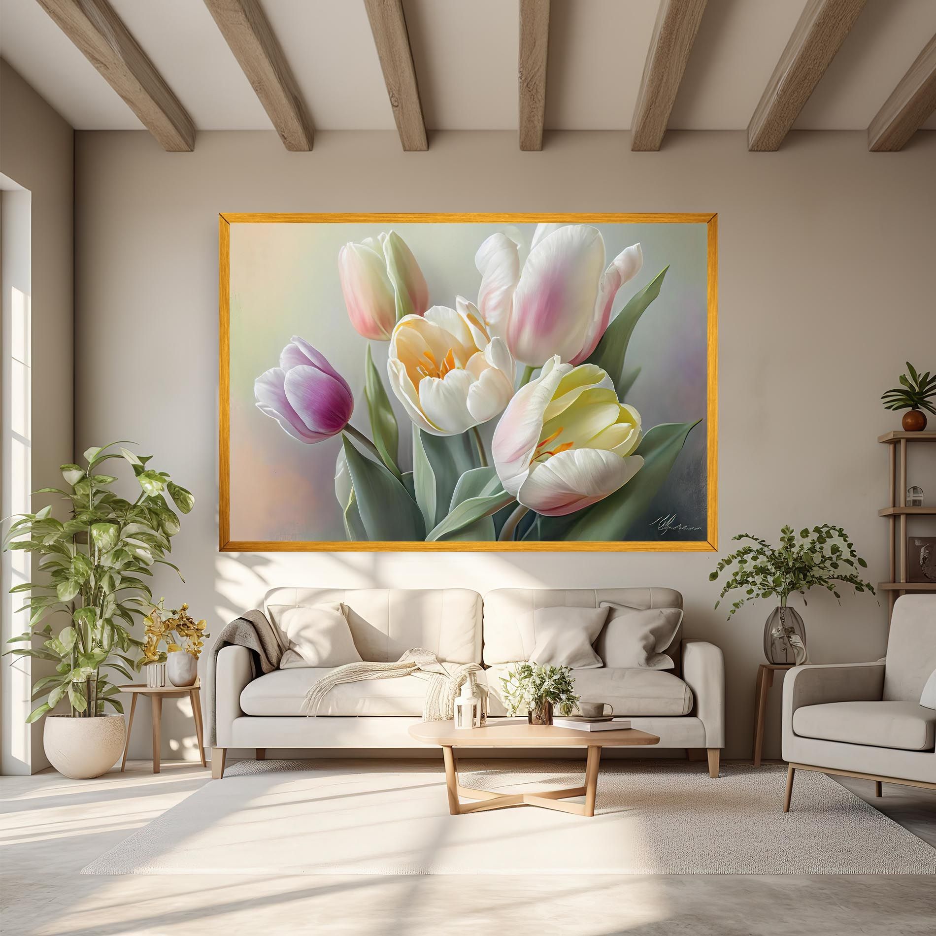 White Tulips Painting mockup 6