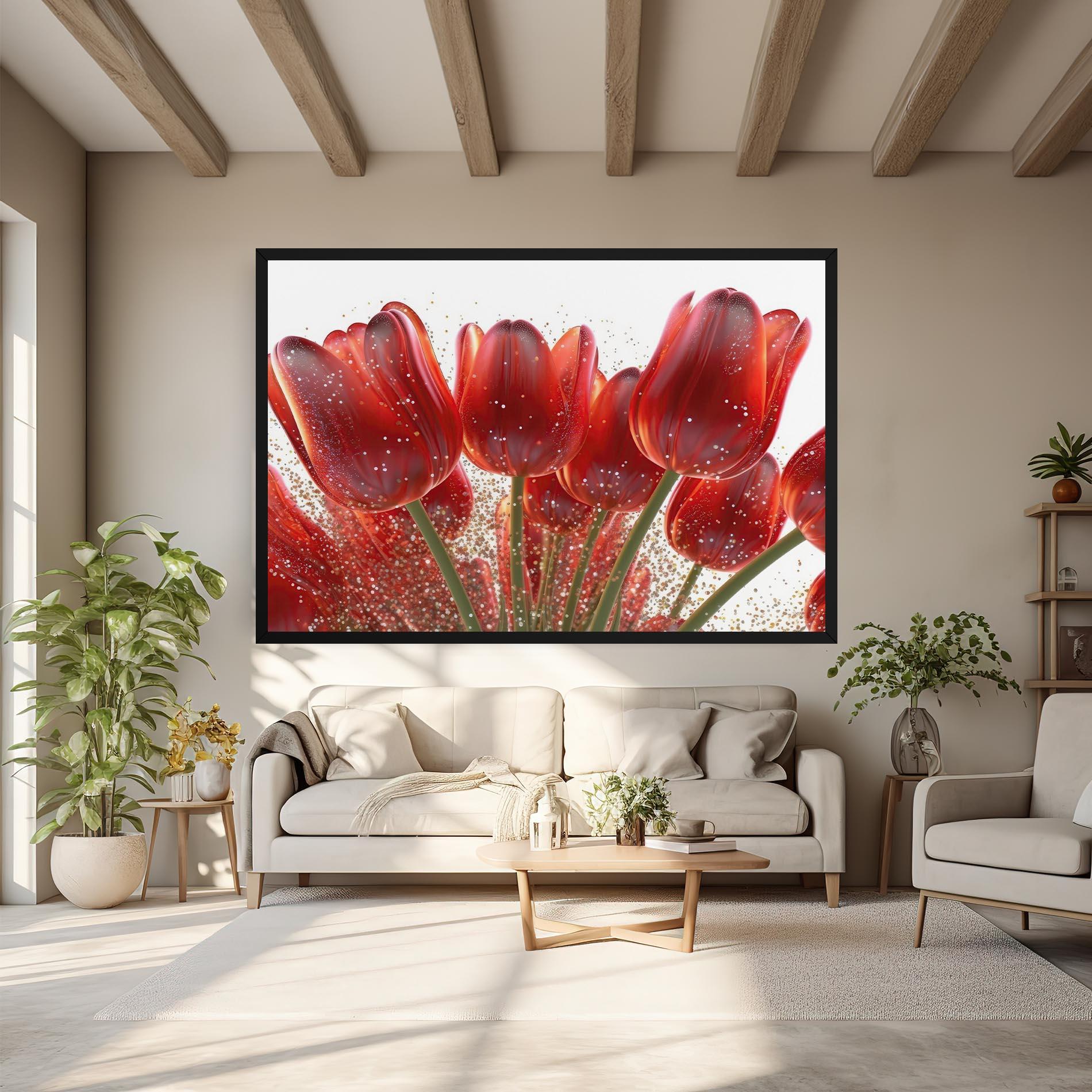 Картина на платно Glitter Red Tulips mockup 6