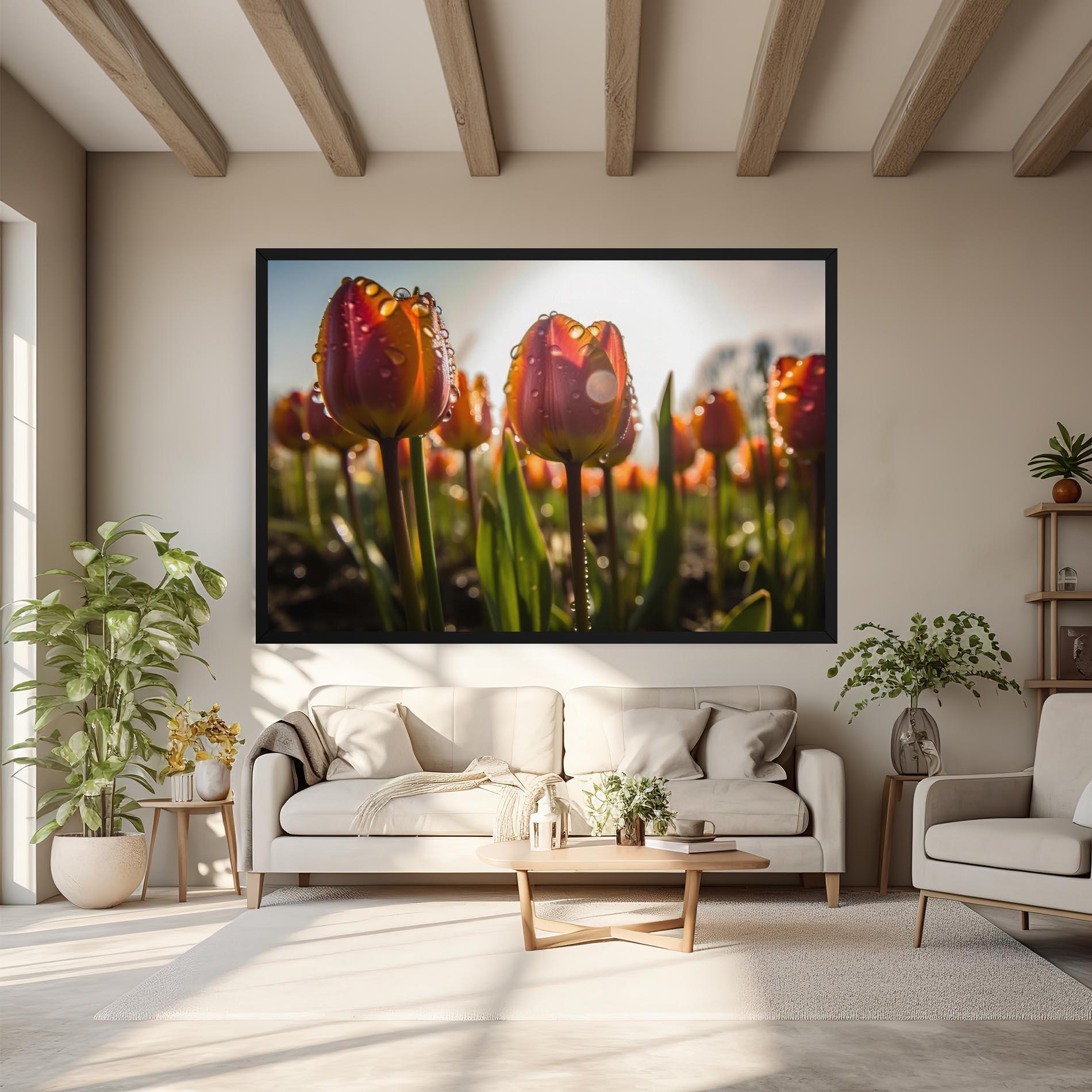 Картина на платно Orange Tulips After Rain mockup 6