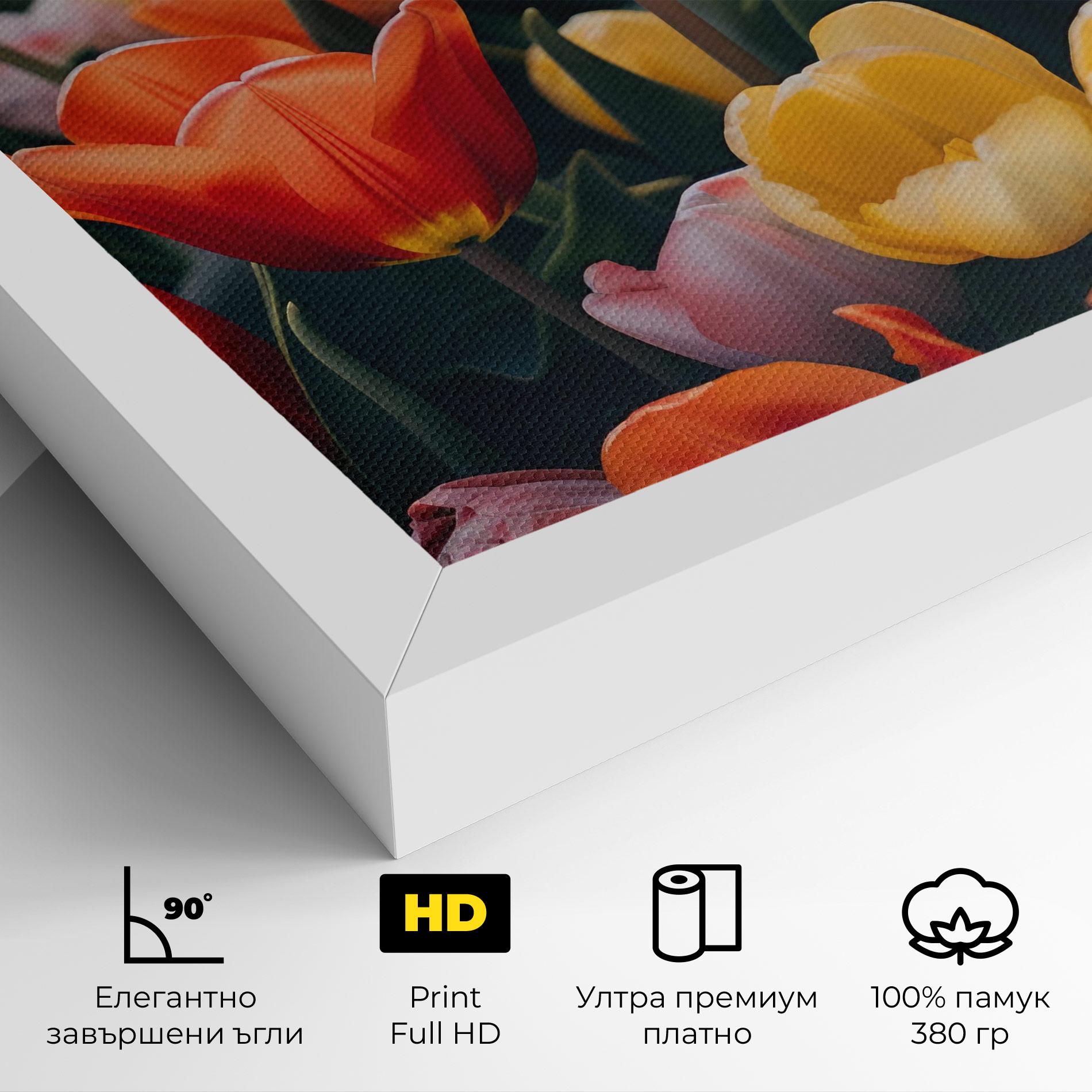 Картина на платно Orange Yellow Tulips mockup 4