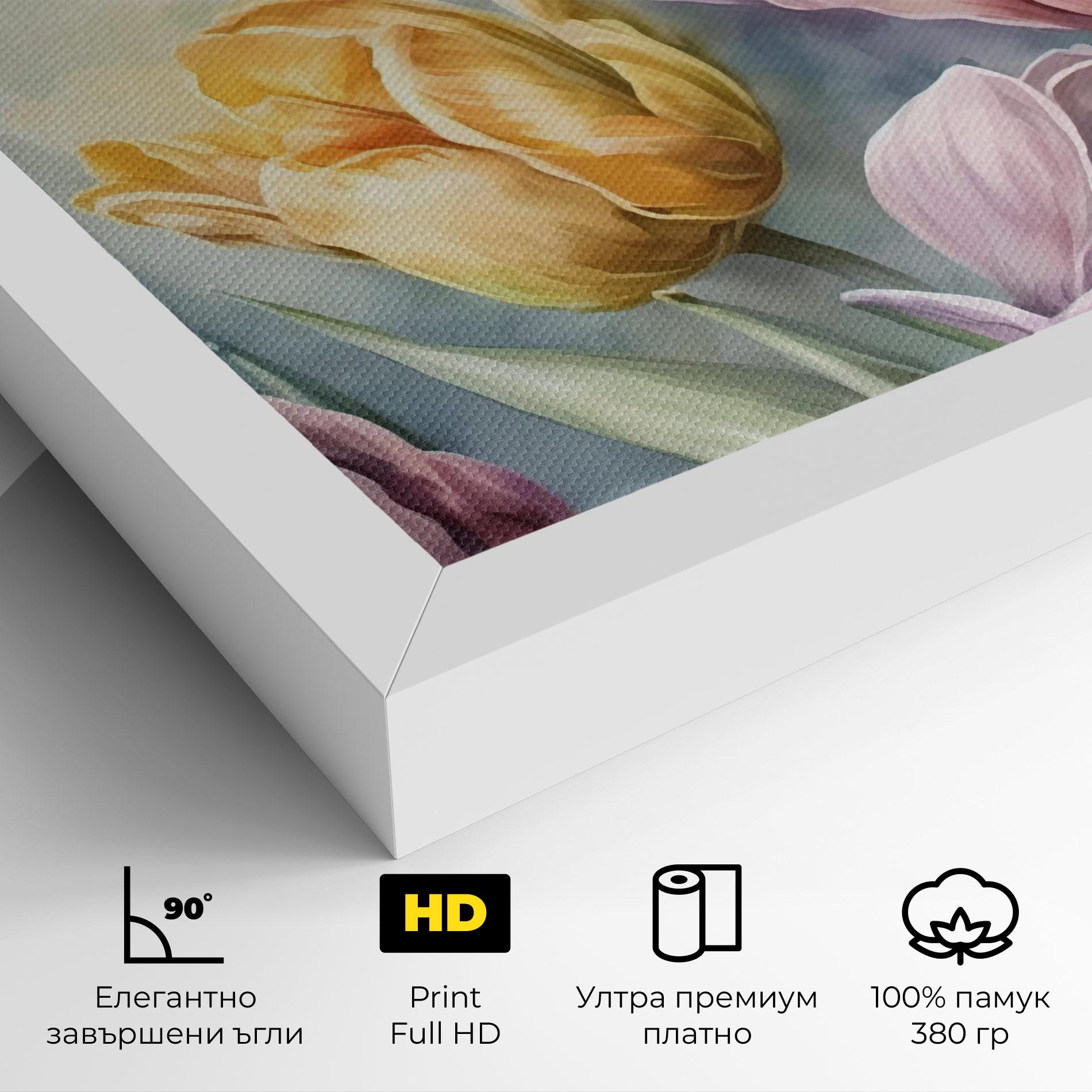 Картина на платно Pastel Tulips mockup 4